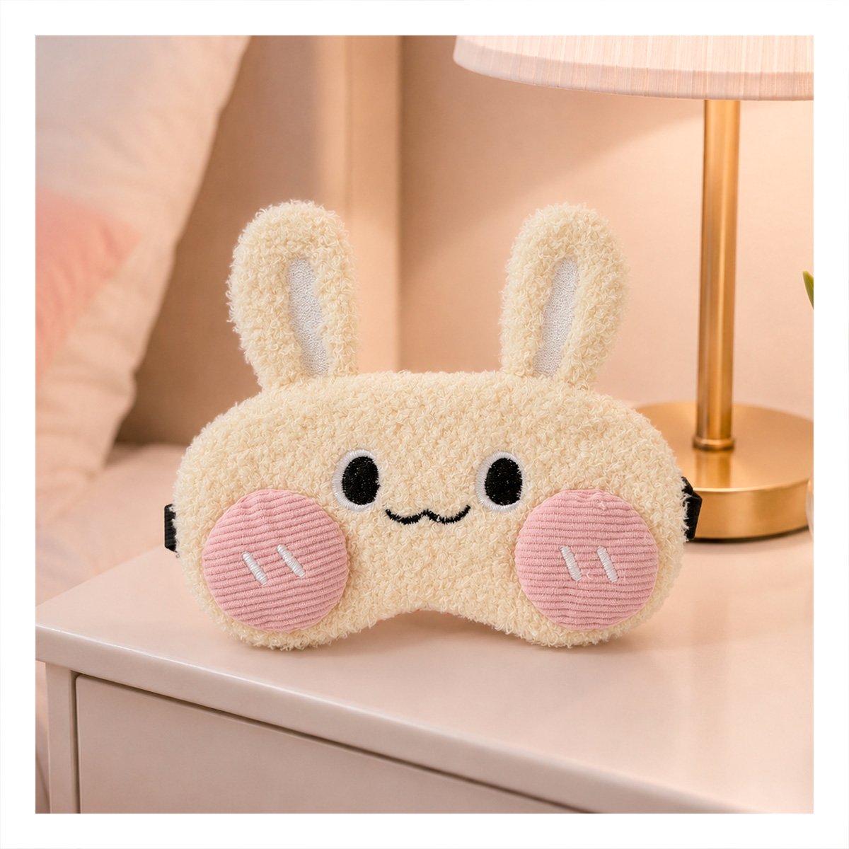 PACK2 MASCARA CONEJO PELUCHE BEIGE PARA DESCANSAR CON ESTILO ELEGANTE EN CASA - 2