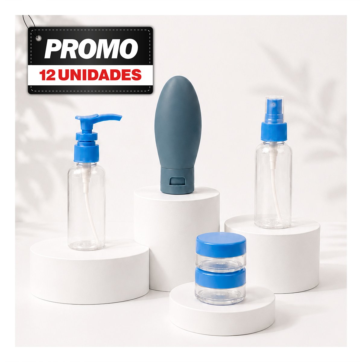 PACK12 JUEGO 5 BOTELLAS DE VIAJE CELESTE DE ALTA CALIDAD PARA EQUIPAJE Y VIAJES - 1
