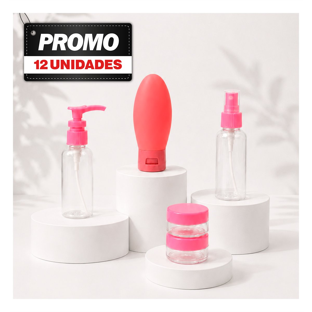 PACK12 JUEGO 5 BOTELLAS DE VIAJE ROSADO DE ALTA CALIDAD PARA EQUIPAJE Y VIAJES - 1