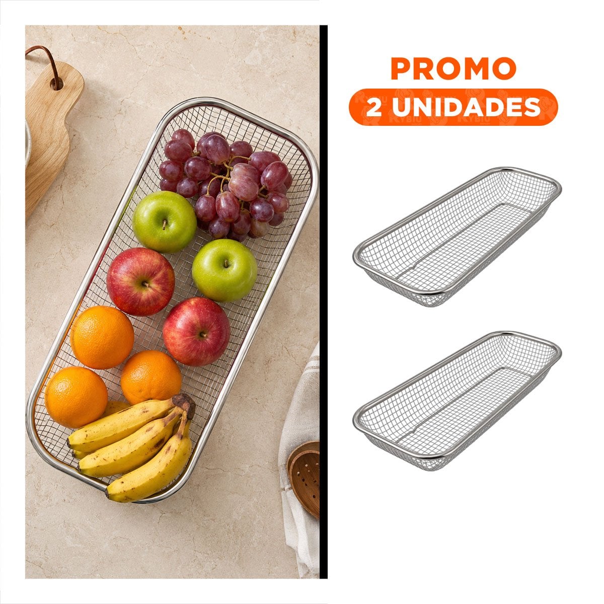 PACK2 CANASTA RECTANGULAR PLATEADO PARA MESA 31X12,5X5,8CM DE MALLA - 1