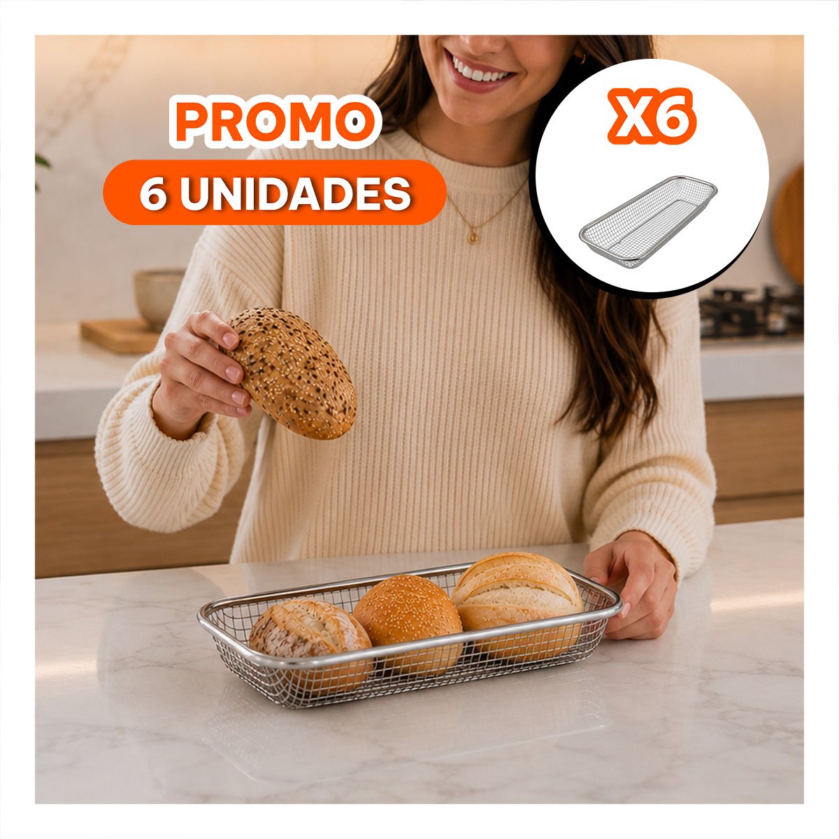 PACK6 ORGANIZADOR 31X12,5X5,8CM PARA MESA DE MALLA RECTANGULAR PLATEADO - 1