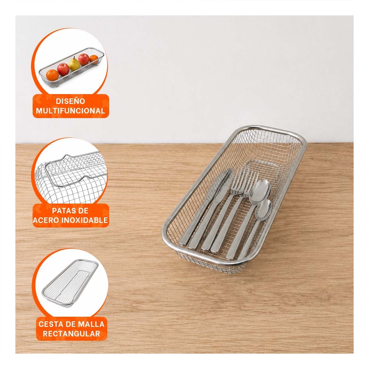 ORGANIZADOR PLATEADO PARA ACCESORIOS 31X12,5X5,8CM DE MALLA RECTANGULAR Y LIGAS REGALO - 4