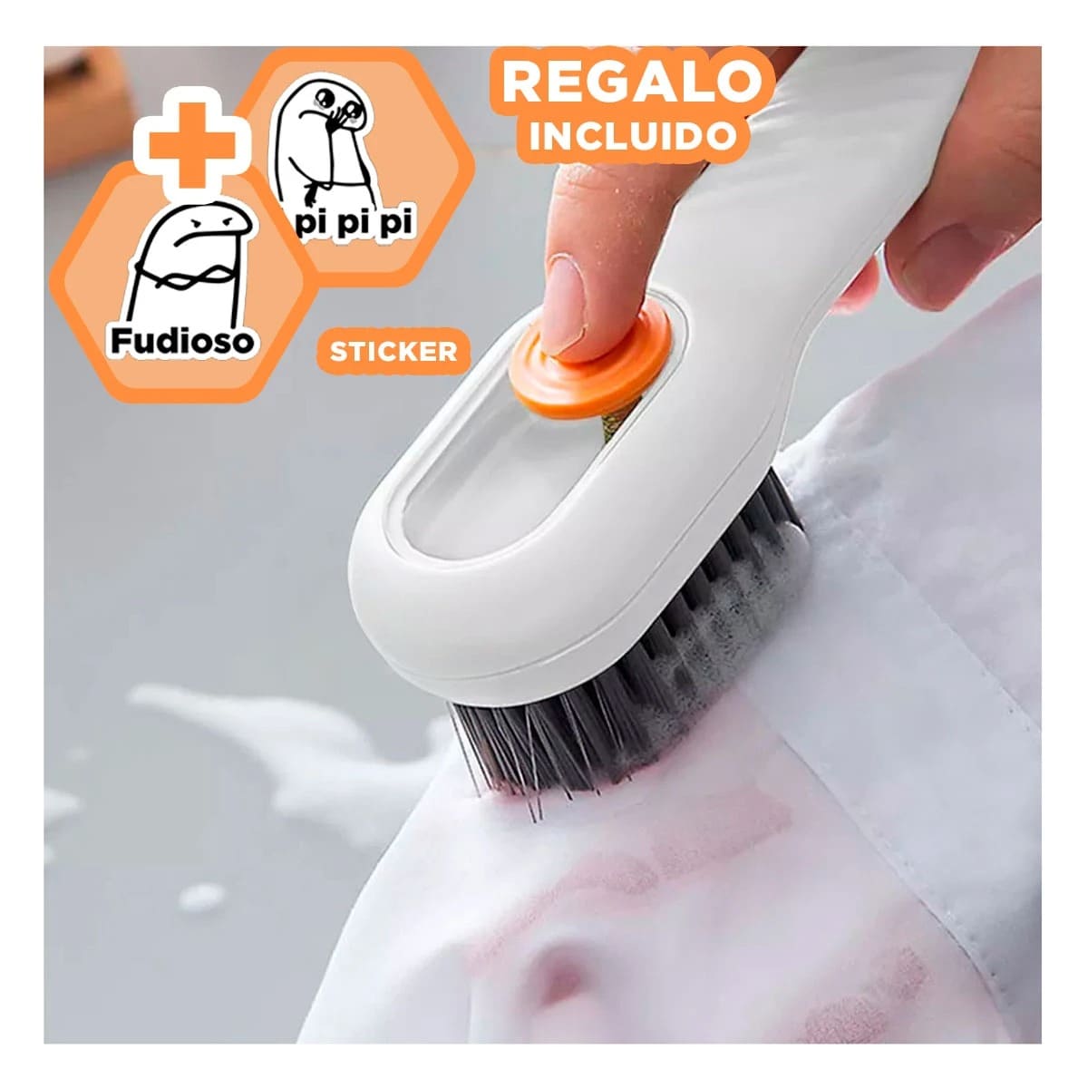 PACK9 CEPILLO LIMPIADOR DE COLOR BLANCO Y+REGALO STICKERS - 1
