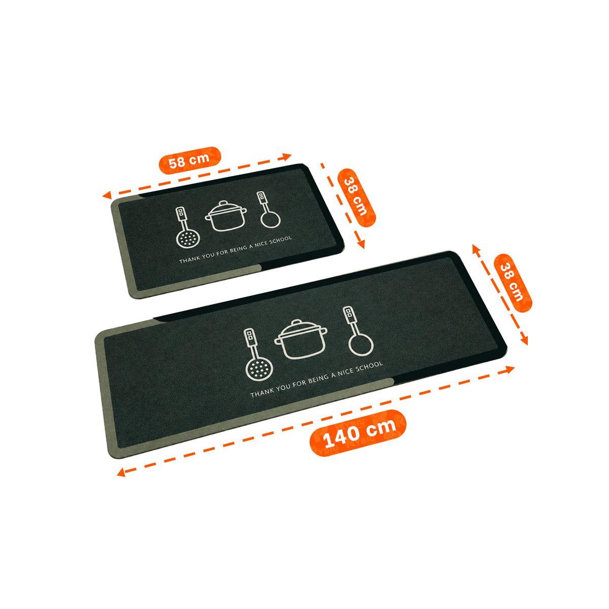 PACK4 SET DE ALFOMBRAS VERDE OSCURO PARA COCINA THANK YOU 58X38 Y 140X38 CM - 3
