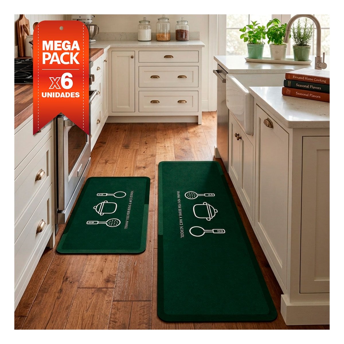 PACK6 KIT DE ALFOMBRAS PARA PISO THANK YOU RECTANGULARES 58X38 Y 140X38 CM YREGALO STICKER - 1