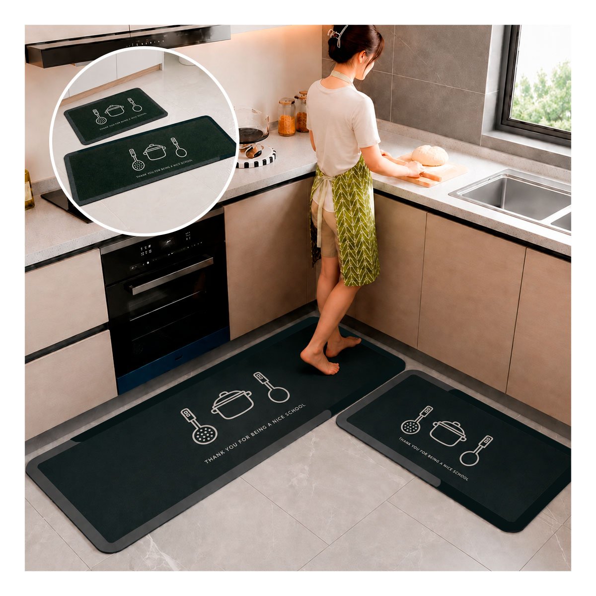 PACK6 KIT DE ALFOMBRAS PARA PISO THANK YOU RECTANGULARES 58X38 Y 140X38 CM YREGALO STICKER - 2