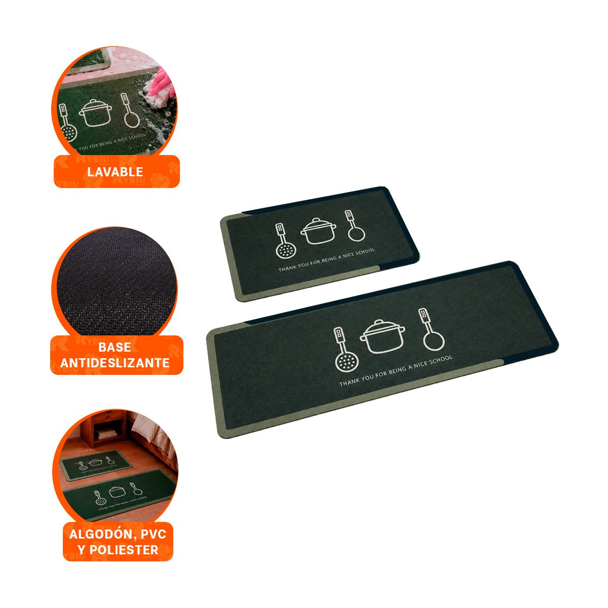 PACK6 KIT DE ALFOMBRAS PARA PISO THANK YOU RECTANGULARES 58X38 Y 140X38 CM YREGALO STICKER - 4