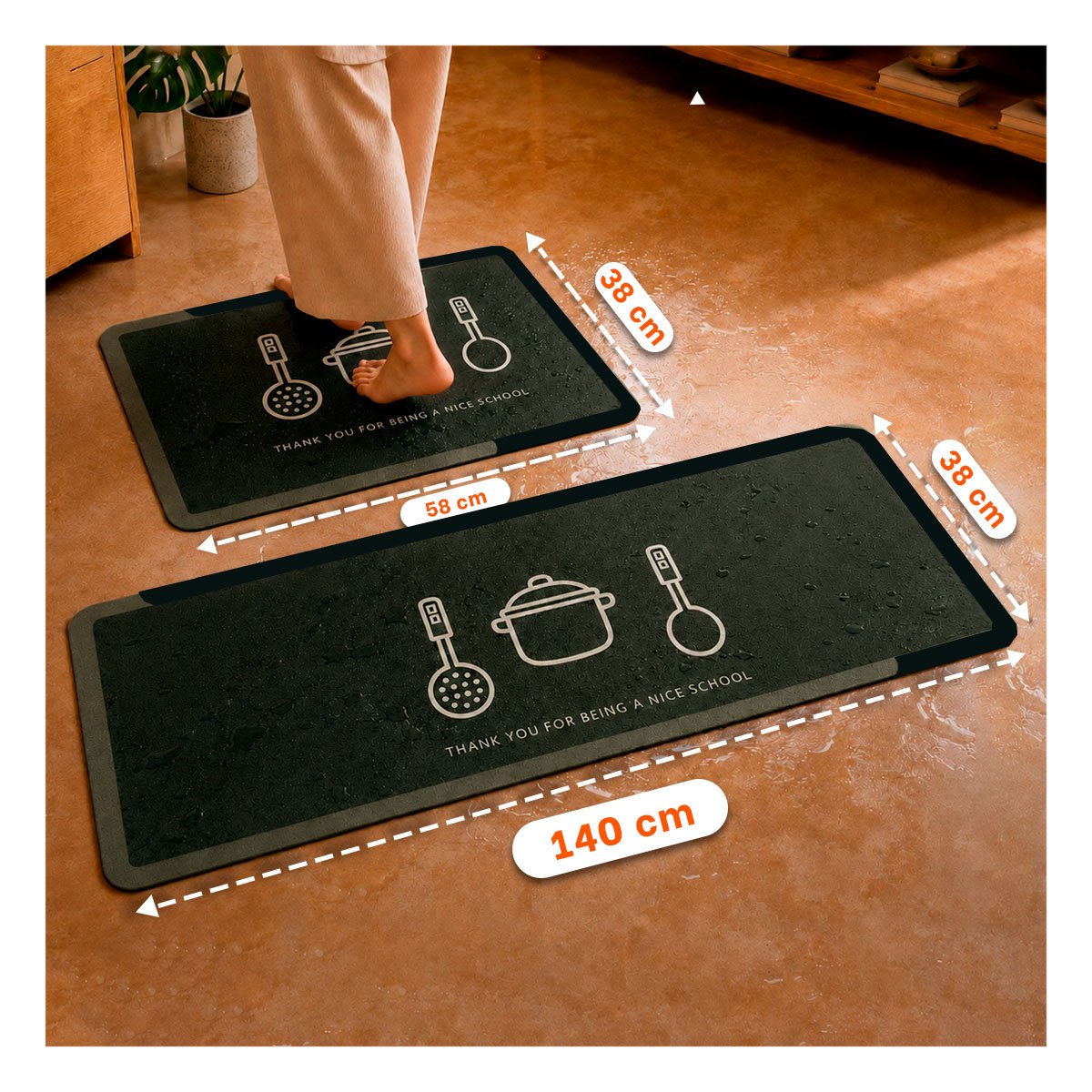 PACK4 PACK THANK YOU RECTANGULAR DE ALFOMBRAS VERDE OSCURO 58X38 Y 140X38 CM YREGALO STICKER - 3