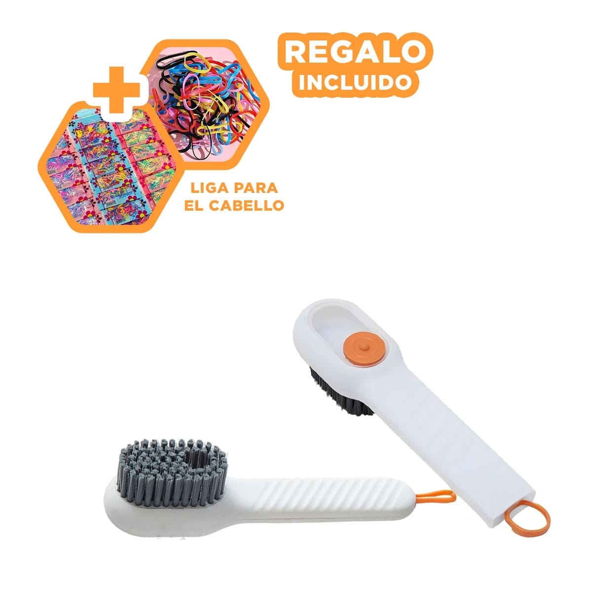 PACK5 ESCOBILLA DE MANO DE COLOR BLANCO Y+LIGAS DE REGALO - 1
