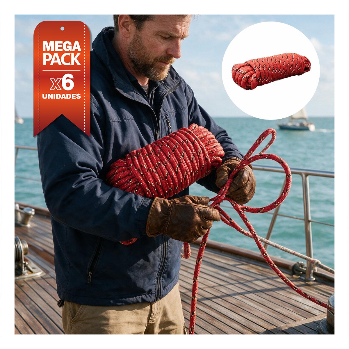 PACK6 CORDON ROJO PARA DEPORTES Y CAMPAMENTO CON GRAN DISENO E INNOVACION YREGALO STICKER - 1