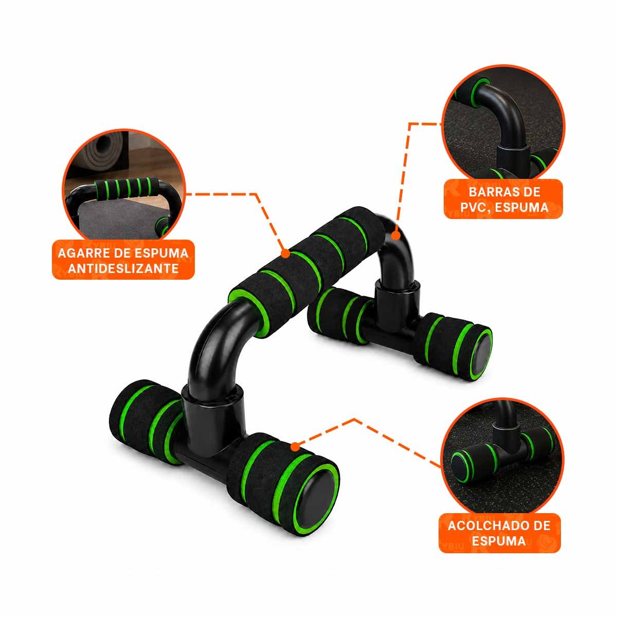 AGARRADERAS PUSH UP EN FORMA DE C VERDE PLASTICO DE ESTILO COMODO USAR Y LIGAS REGALO - 4