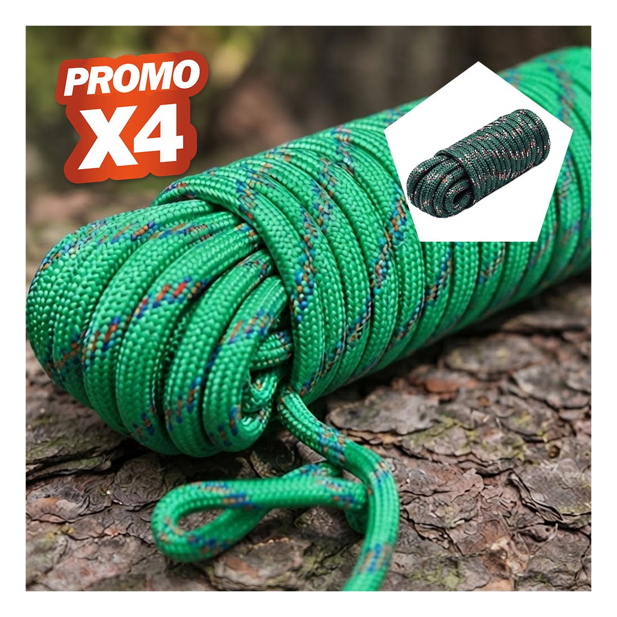 PACK4 LAZO VERDE DE ALTA CALIDAD PARA CAMPING CON DISENO PRACTICO Y DURO YREGALO STICKER - 1