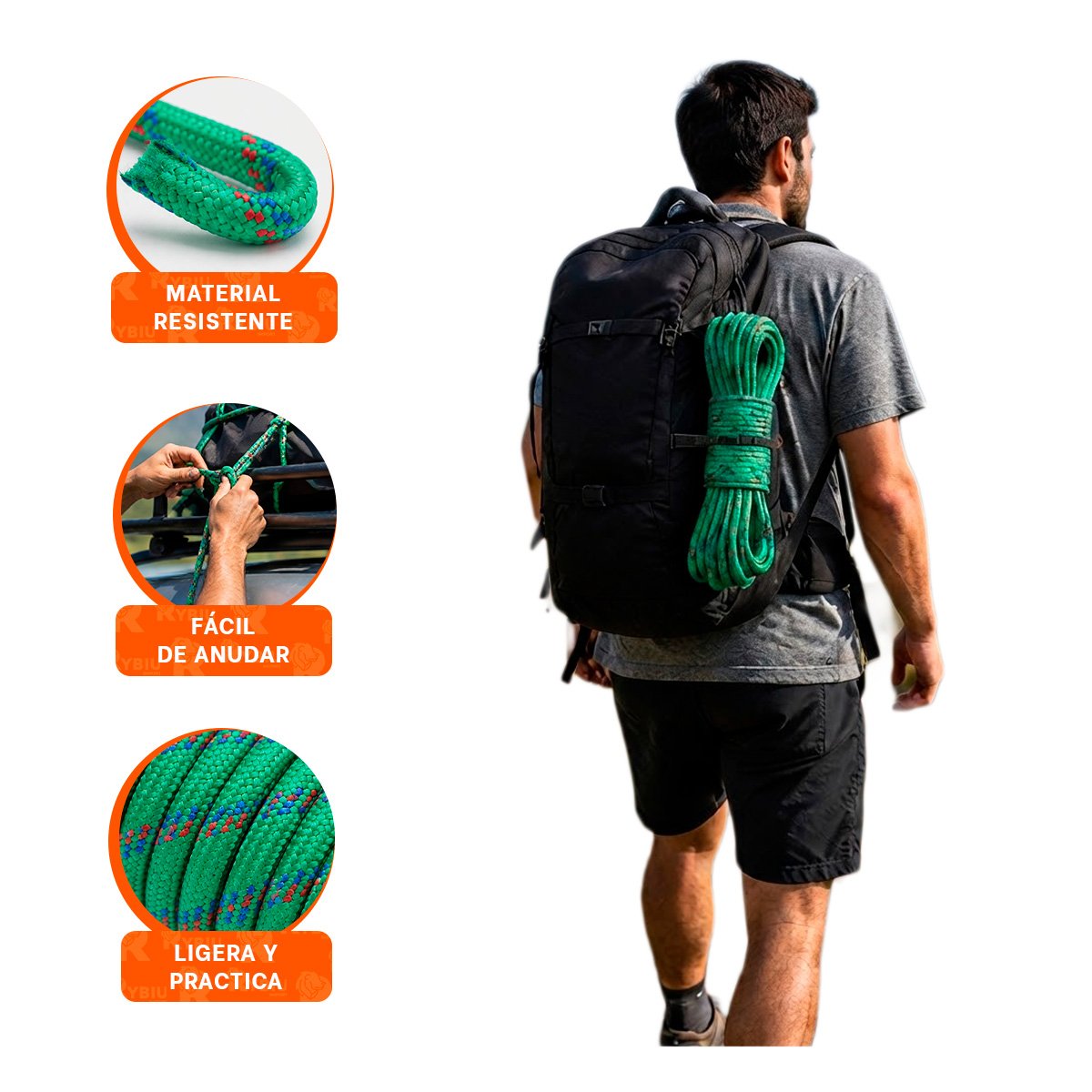 PACK4 LAZO VERDE DE ALTA CALIDAD PARA CAMPING CON DISENO PRACTICO Y DURO YREGALO STICKER - 4