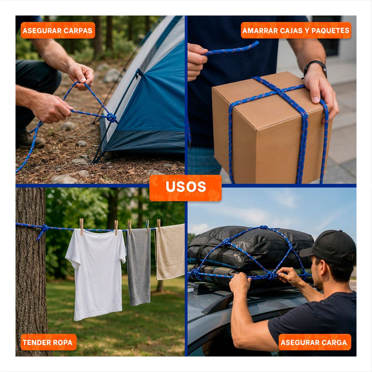 SOGA AZUL DE GRAN RESISTENCIA PARA TRABAJOS OUTDOOR Y ESCALADA Y REGALO STICKER - 3