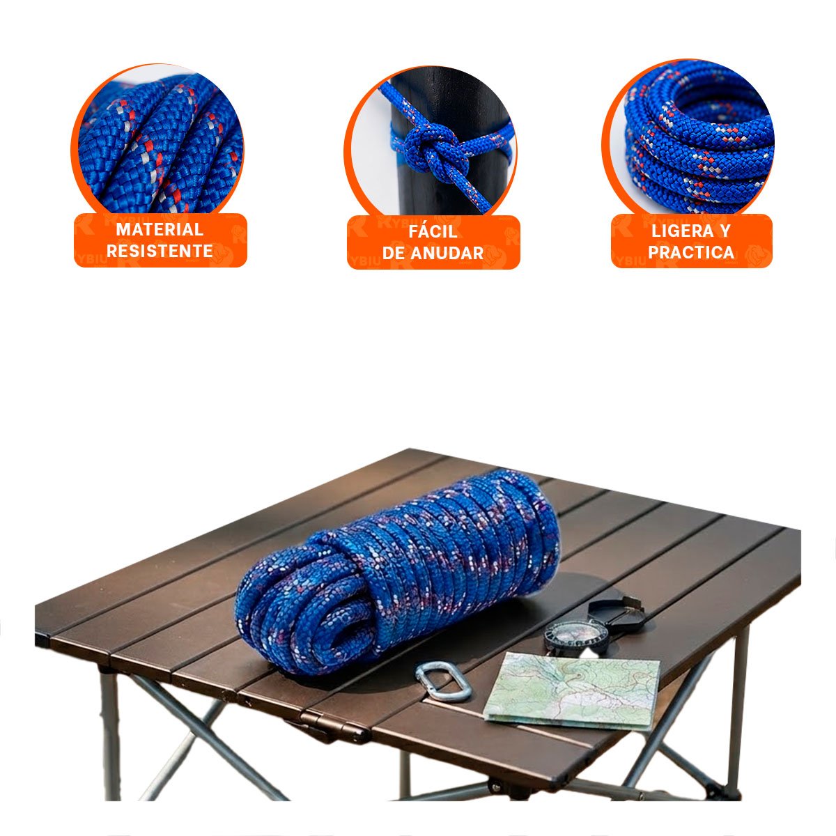 SOGA AZUL DE GRAN RESISTENCIA PARA TRABAJOS OUTDOOR Y ESCALADA Y REGALO STICKER - 4