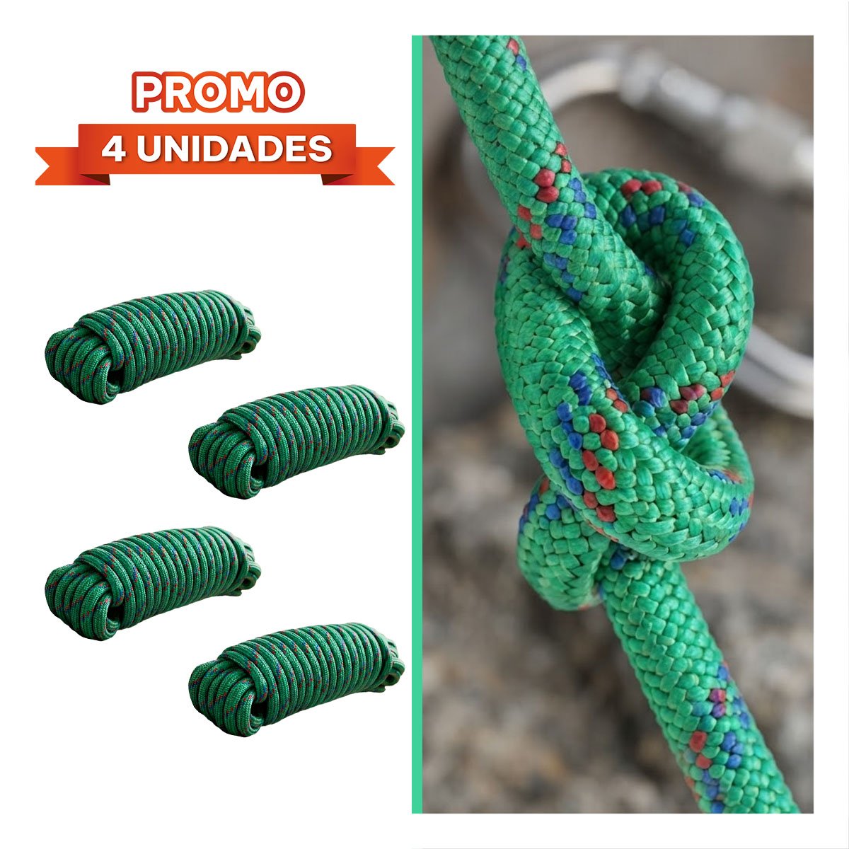 PACK4 CORDON VERDE PARA PROTECCION EN CAMPING CON RESISTENCIA PARA DEPORTES - 1