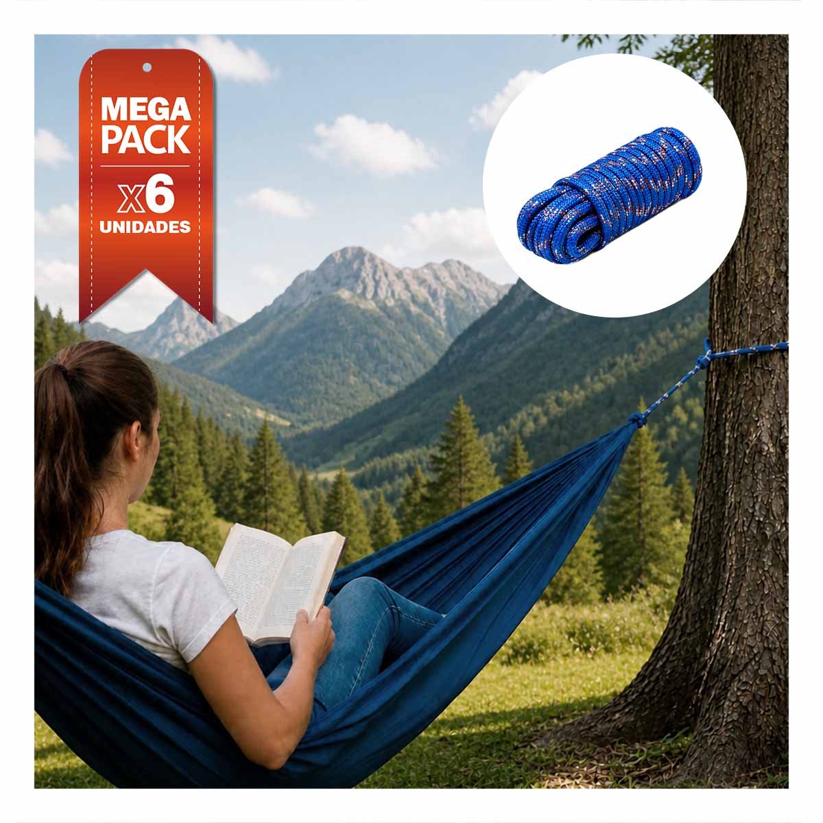 PACK6 DOGA AZUL PARA DEPORTES Y CAMPAMENTO CON GRAN DISENO YREGALO STICKER - 1