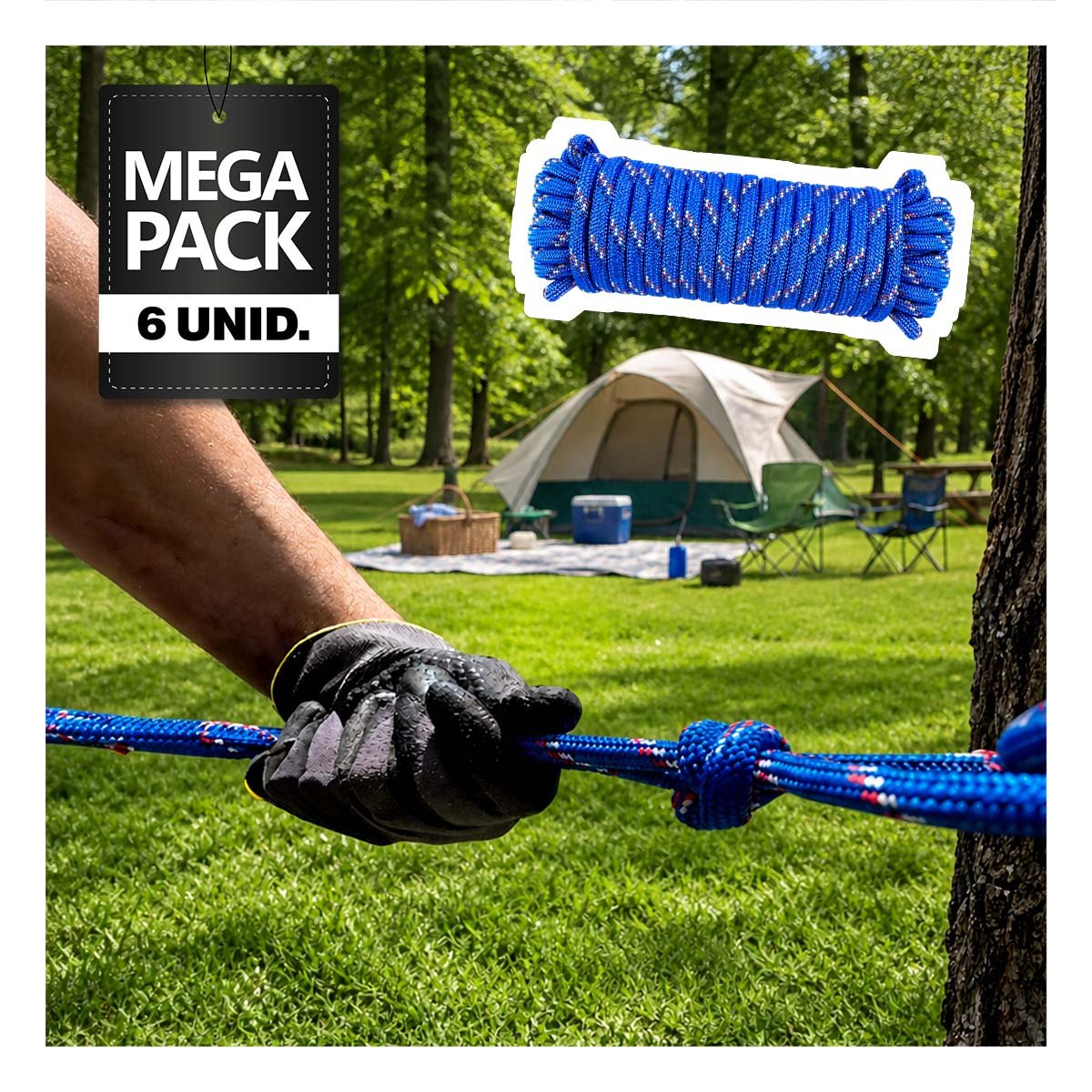 PACK6 SOGA AZUL PARA DEPORTES Y CAMPAMENTO CON GRAN DISENO E INNOVACION YPAPEL REGALO - 1