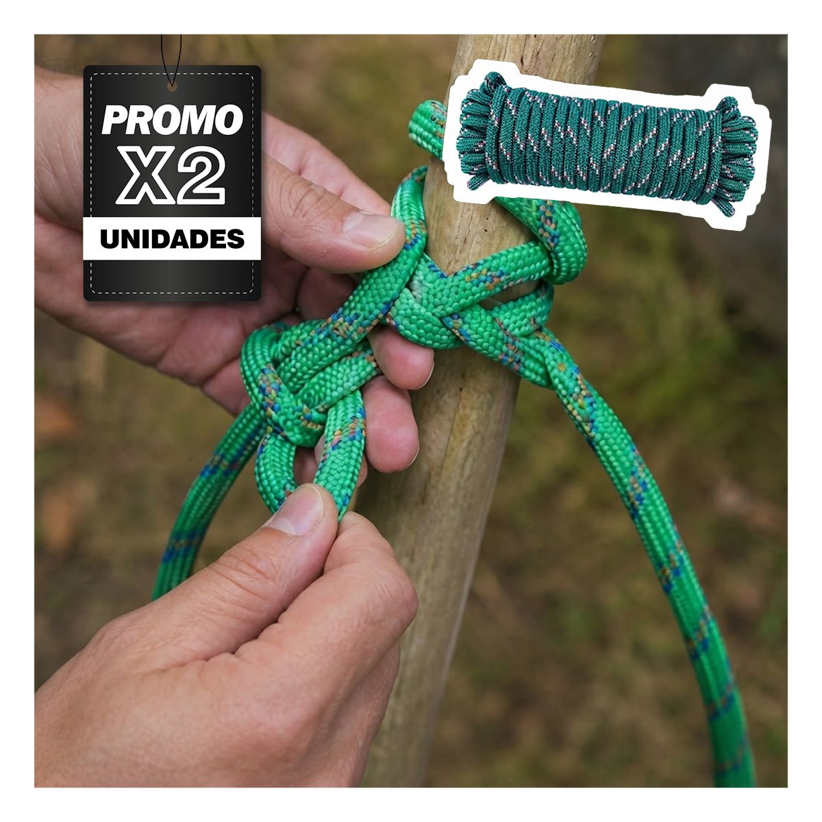 PACK2 CUERDA VERDE DE GRAN CALIDAD PARA CAMPING CON ESTILO UNICO Y PRACTICO YPAPEL REGALO - 1