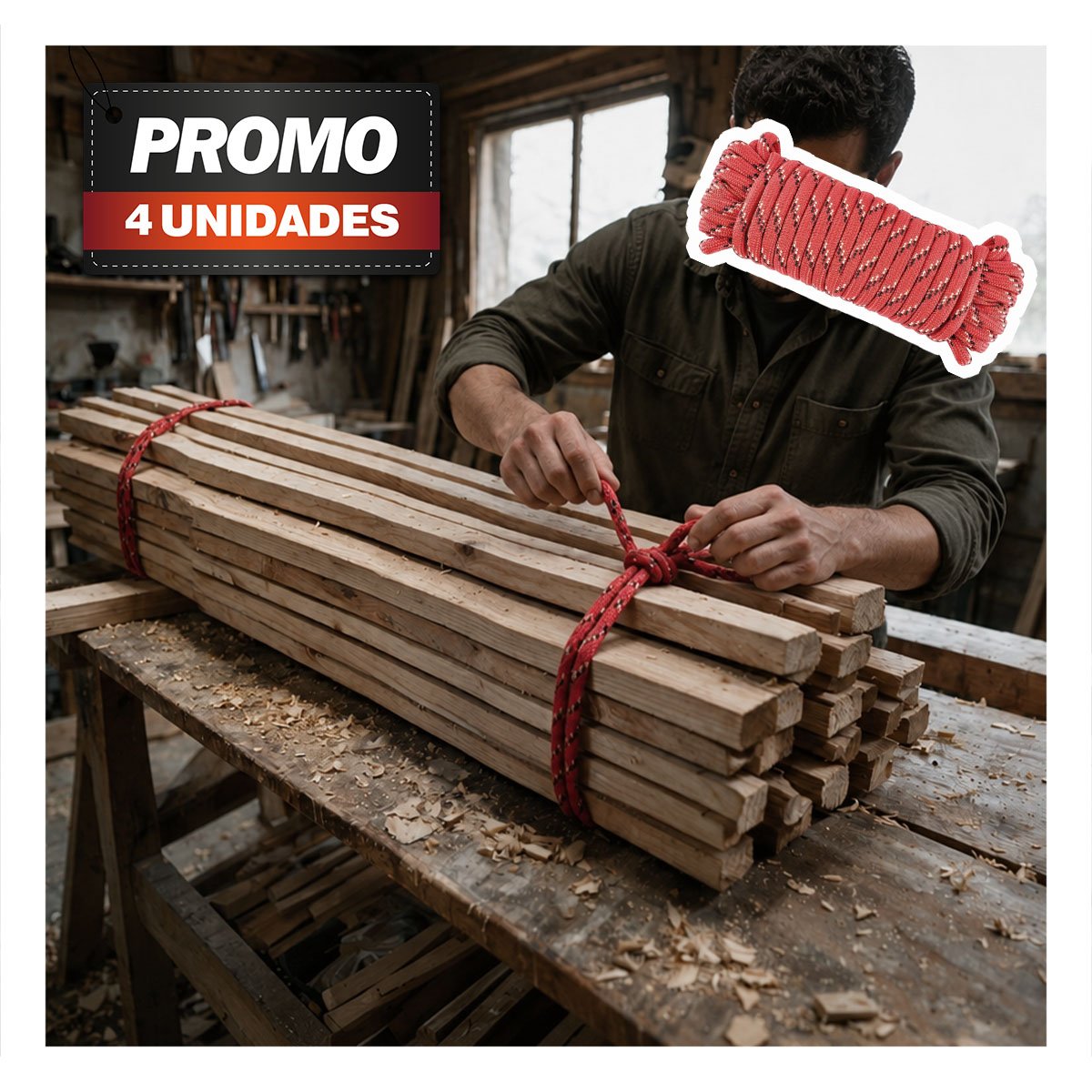PACK4 CABO ROJO PARA PROTECCION EN CAMPING CON RESISTENCIA Y SEGURIDAD YPAPEL REGALO - 1