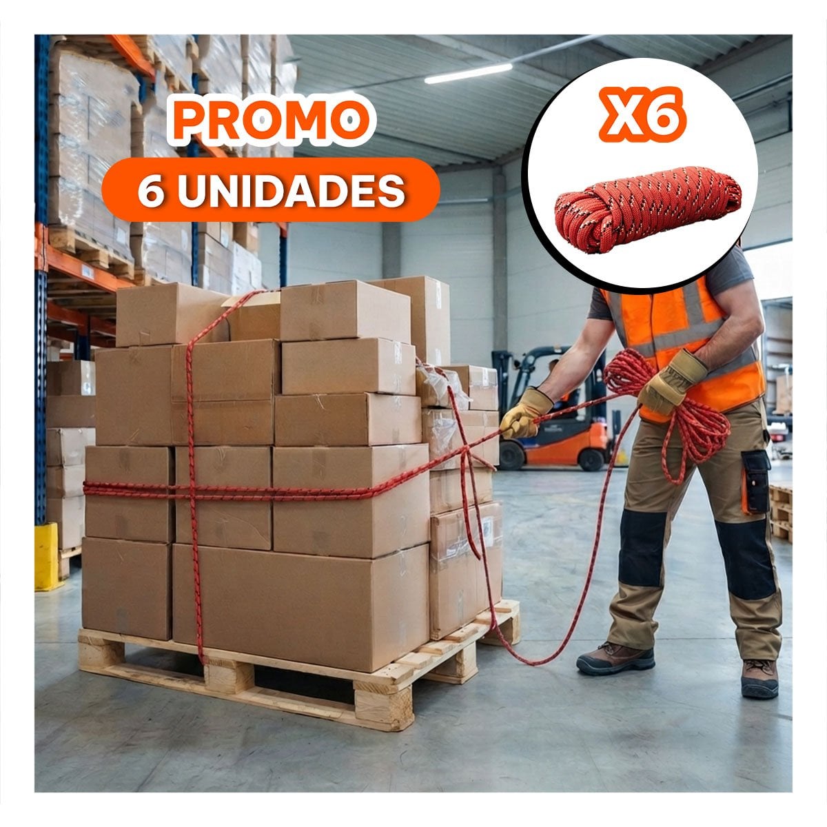 PACK6 CUERDA ROJA PARA USAR EN CAMPING CON GRAN SEGURIDAD Y RESISTENCIA - 1