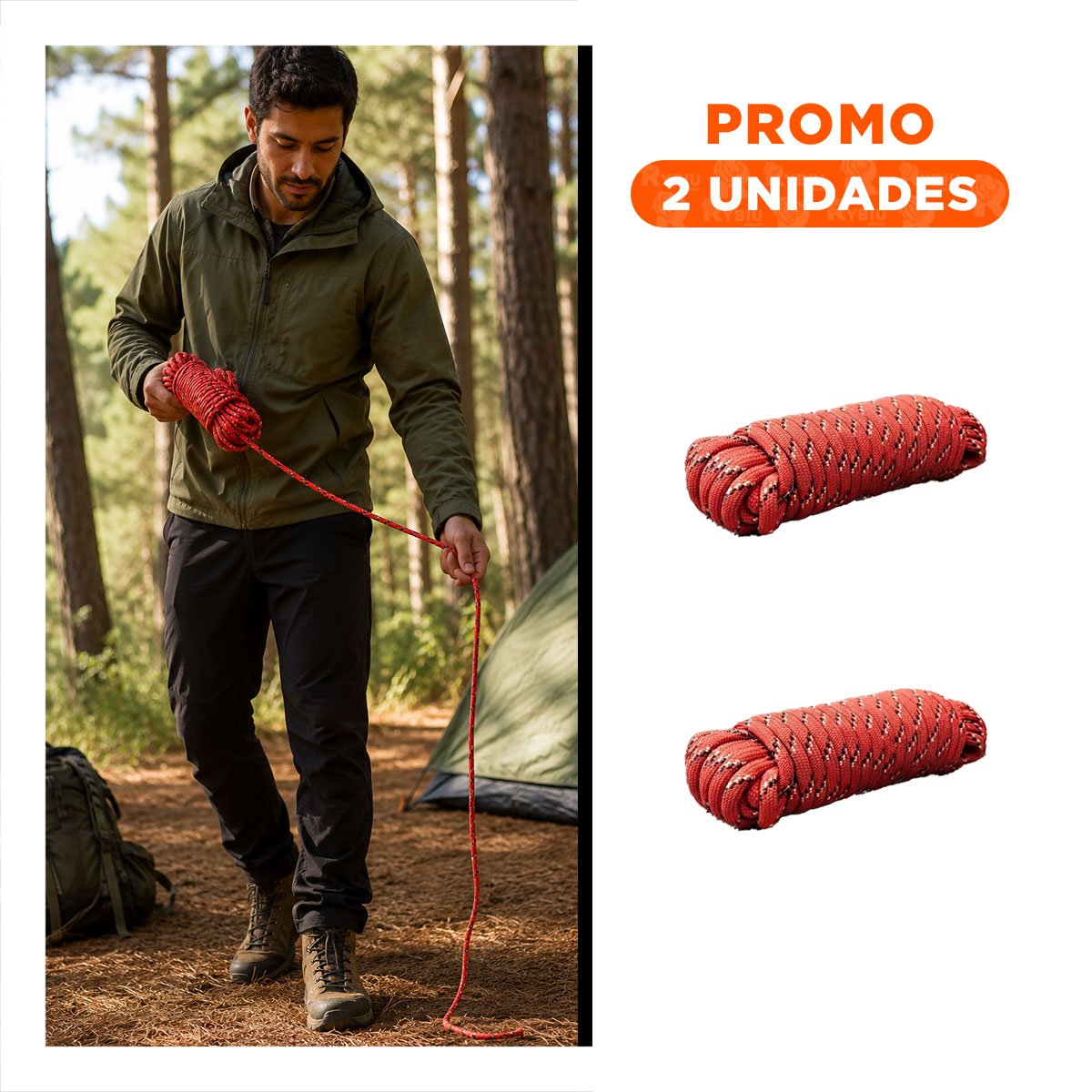 PACK2 LAZO ROJO DE GRAN RESISTENCIA PARA TRABAJO Y DEPORTES EN CAMPING - 1