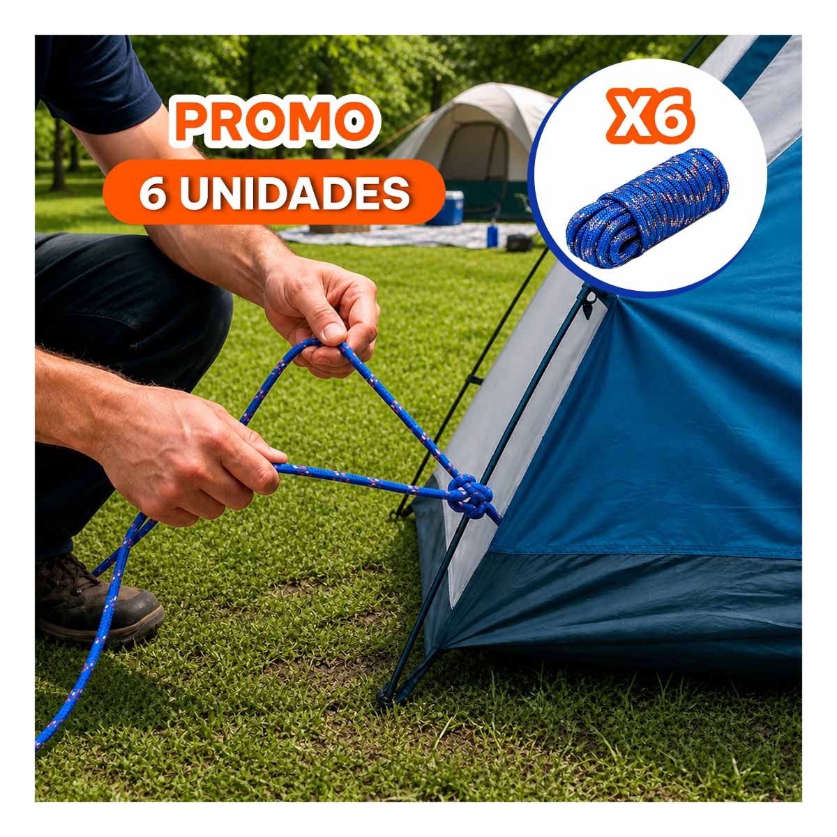 PACK6 CUERDA AZUL PARA USAR EN CAMPING CON GRAN SEGURIDAD Y RESISTENCIA - 1