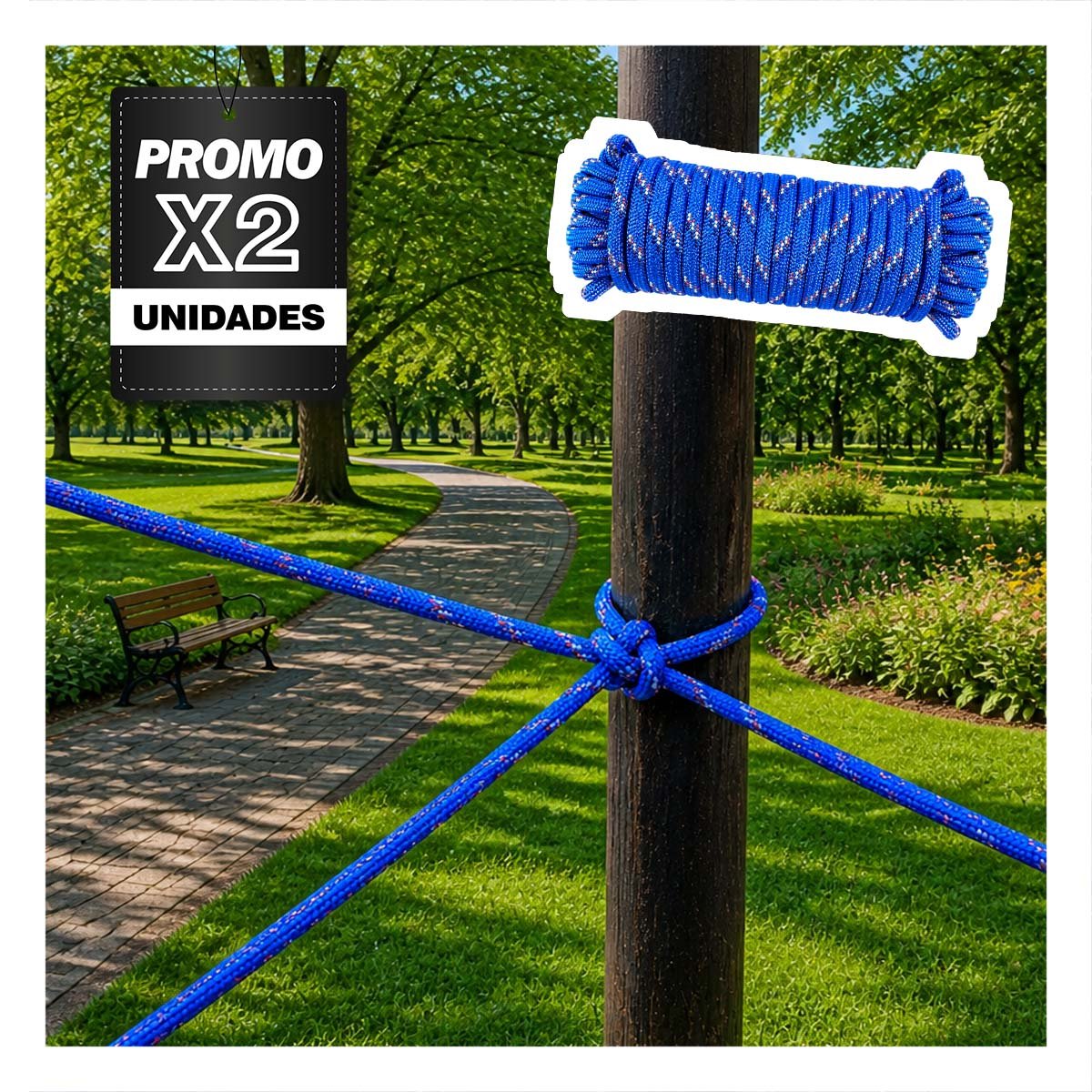PACK2 CUERDA AZUL DE GRAN CALIDAD PARA CAMPING CON ESTILO UNICO Y PRACTICO YPAPEL REGALO - 1