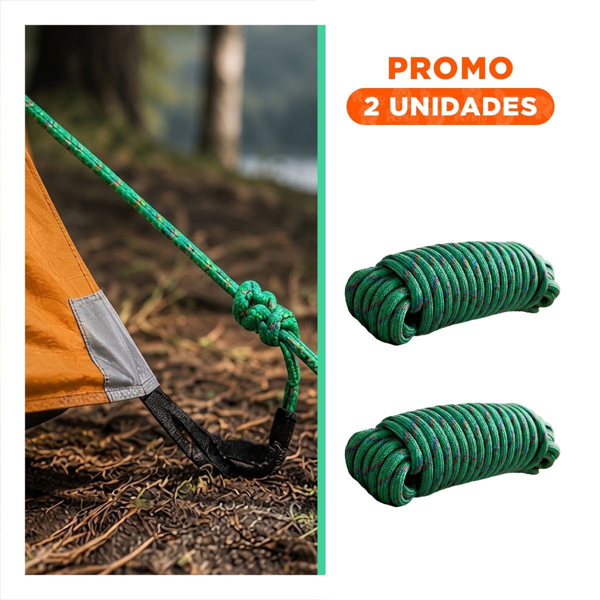 PACK2 LAZO VERDE DE GRAN RESISTENCIA PARA TRABAJO Y DEPORTES EN CAMPING - 1