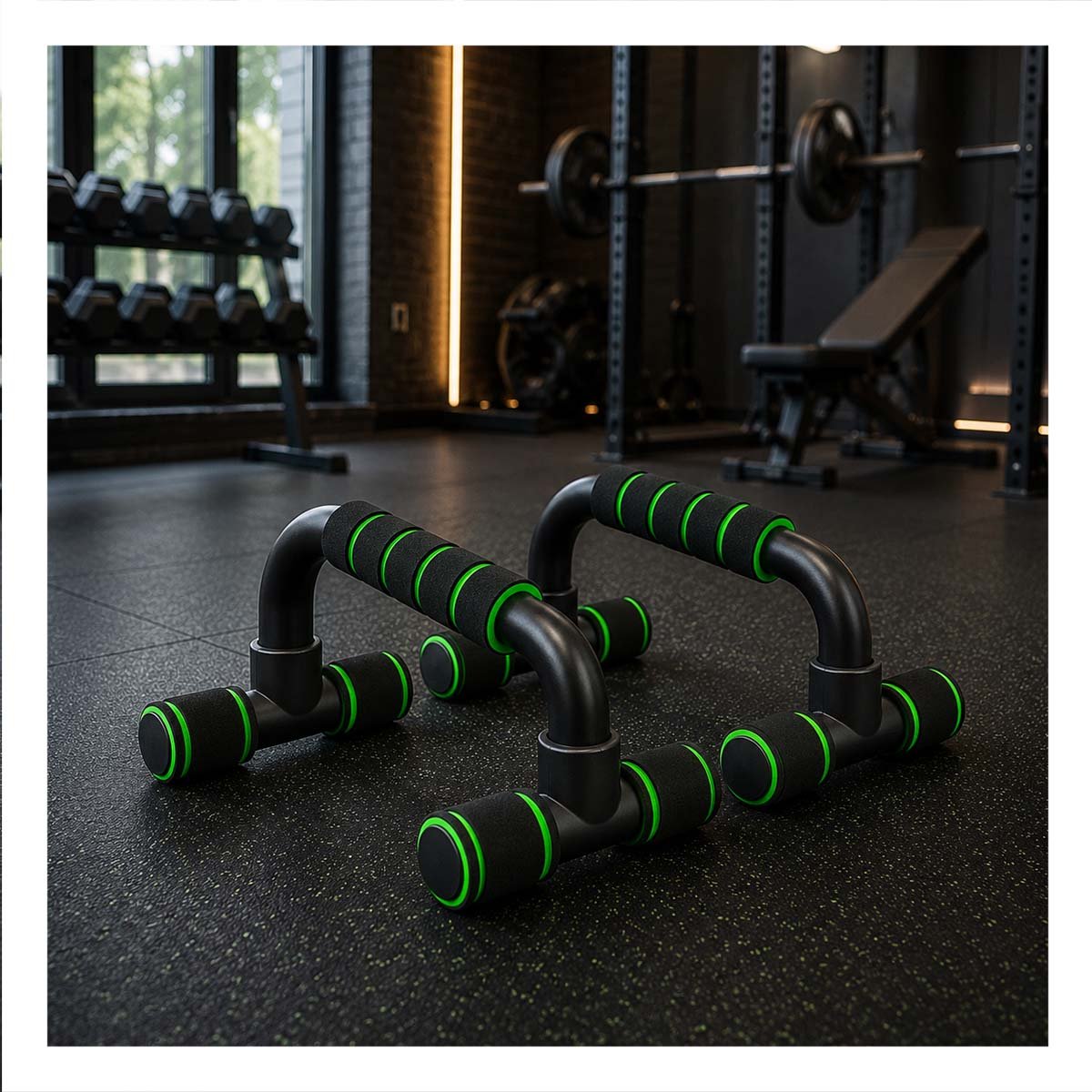 PACK2 ASIDEROS PUSH UP EN FORMA DE C VERDE PLASTICO DE ALTA CALIDAD ENTRENAMIENTO - 2