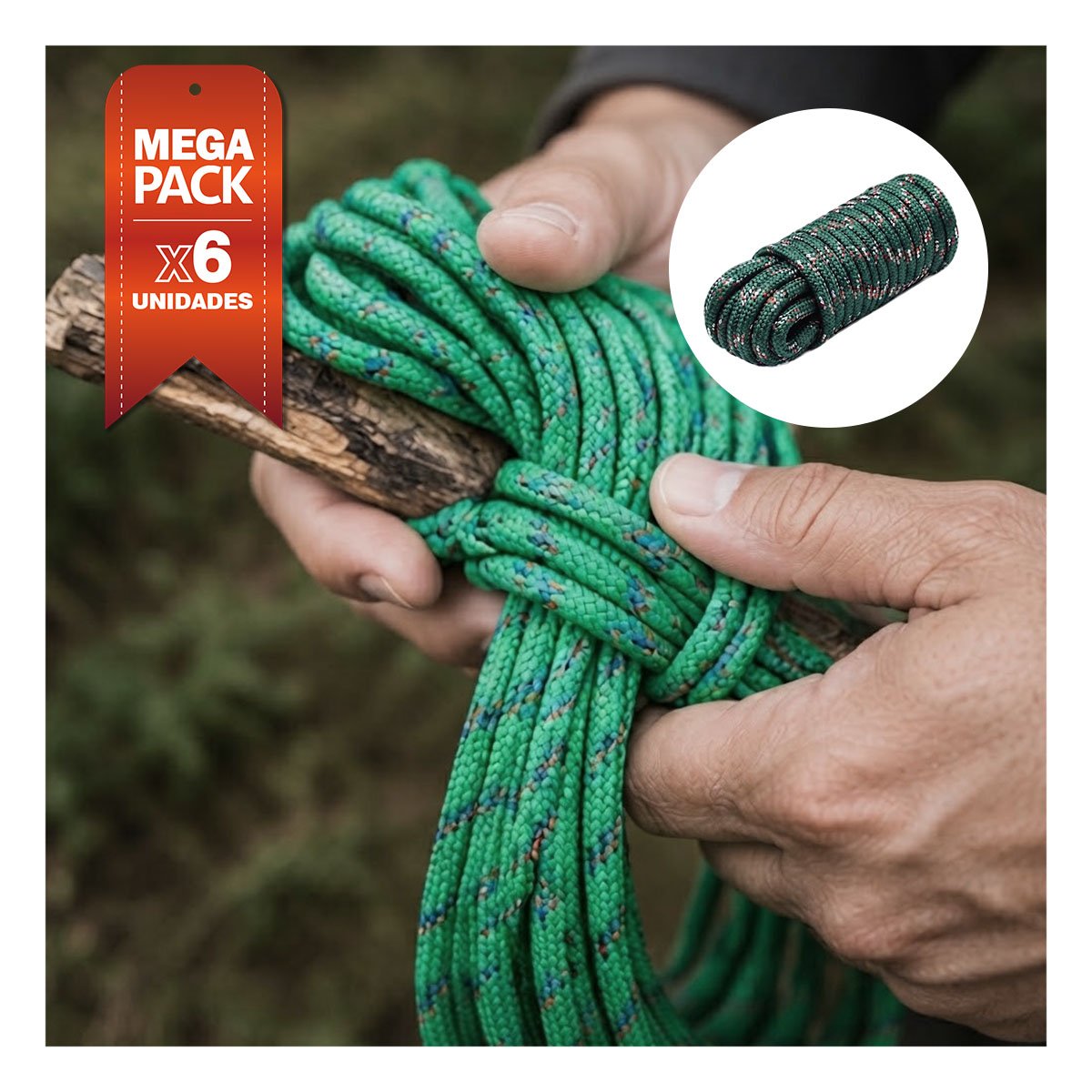 PACK6 CORDON VERDE PARA DEPORTES Y CAMPAMENTO CON GRAN DISENO YREGALO STICKER - 1