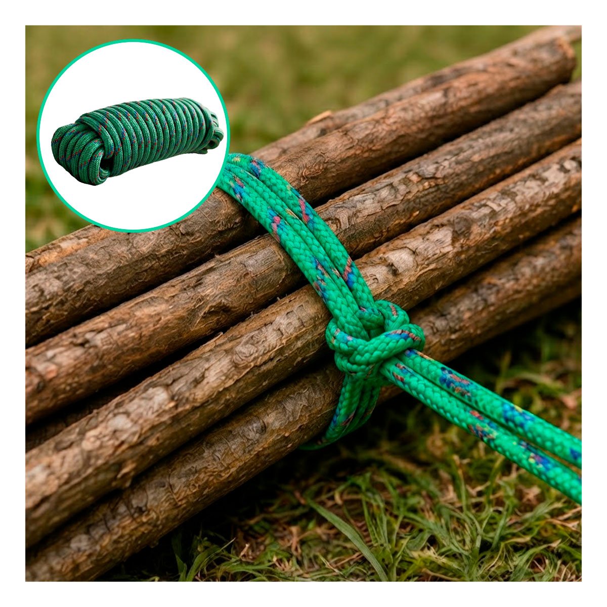 PACK6 CORDON VERDE PARA DEPORTES Y CAMPAMENTO CON GRAN DISENO YREGALO STICKER - 2