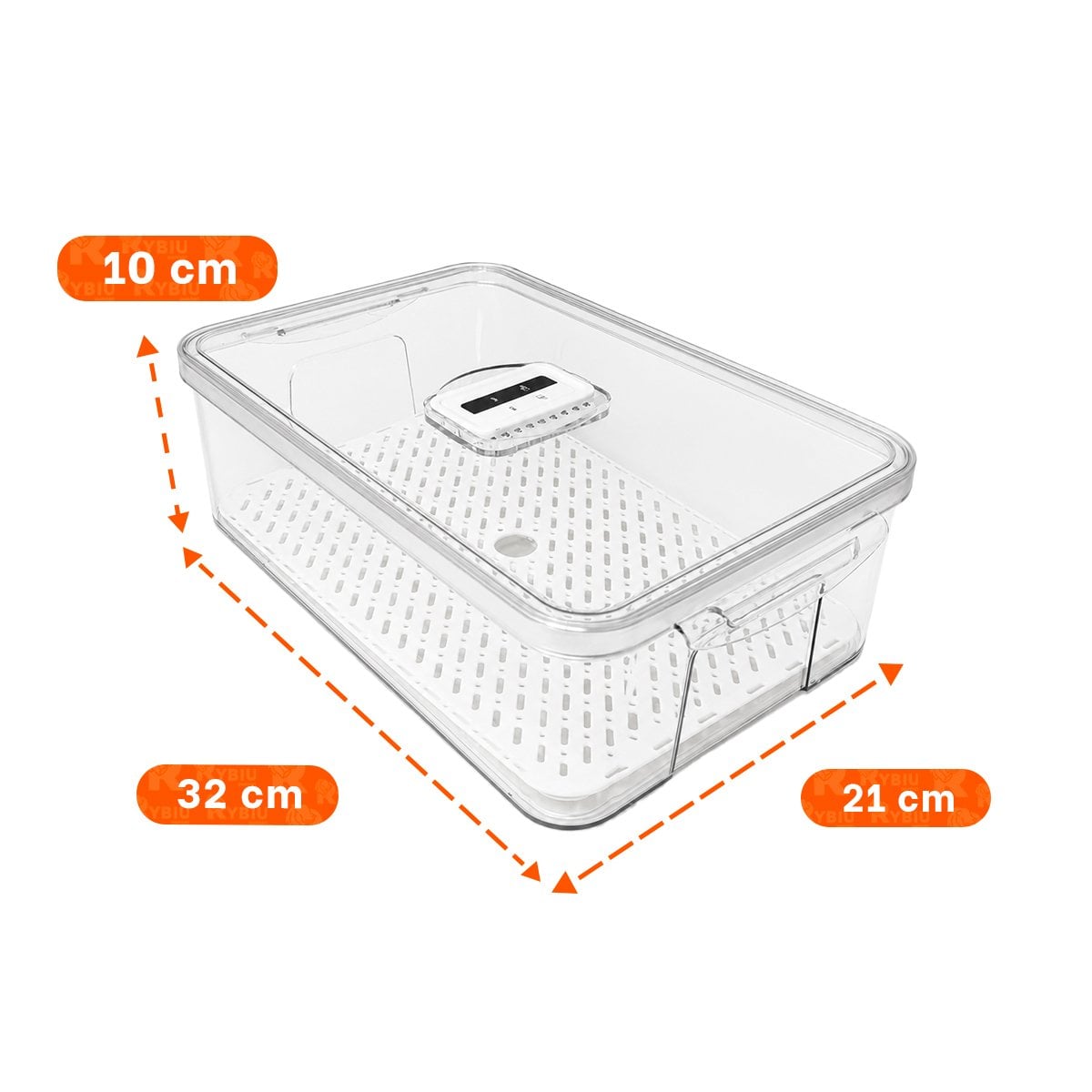 RECIPIENTE PARA ALIMENTOS DE ACRILICO CON 32X10X21CM Y TAPA Y REGALO STICKER - 4