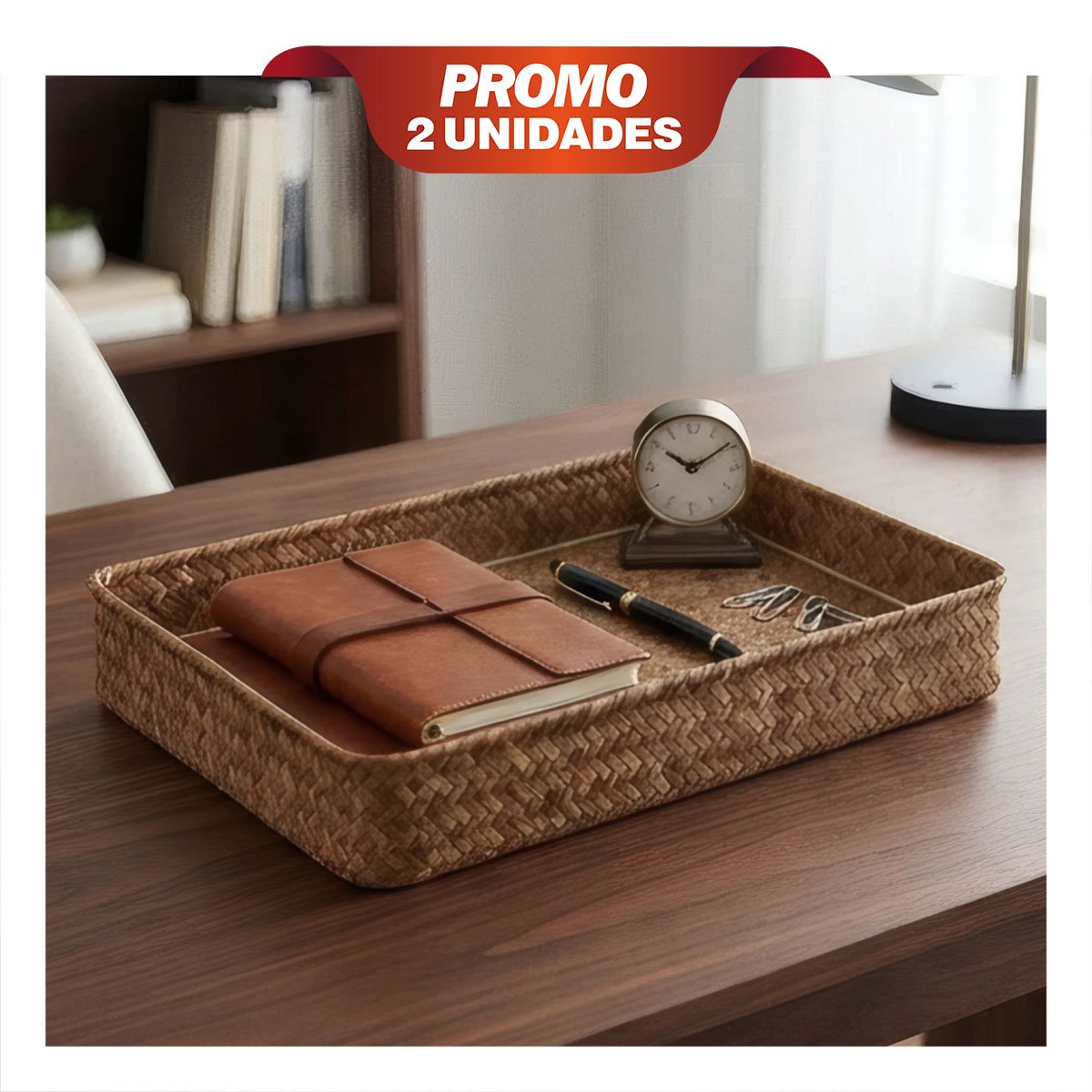 PACK2 RECIPIENTE TEJIDO MOSTAZA PARA ORGANIZAR OBJETOS RECTANGULAR 32X22X5 YPAPEL REGALO - 1