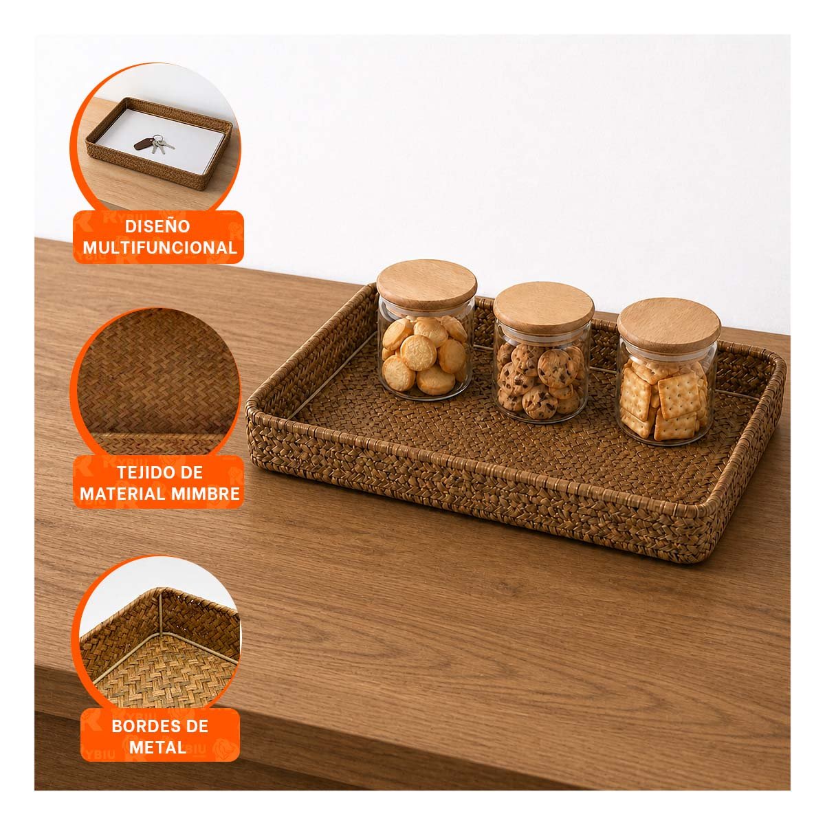 BASE PARA DECORACION RECTANGULAR TEJIDA MOSTAZA 32X22X5 HOGAR Y LIGAS REGALO - 4