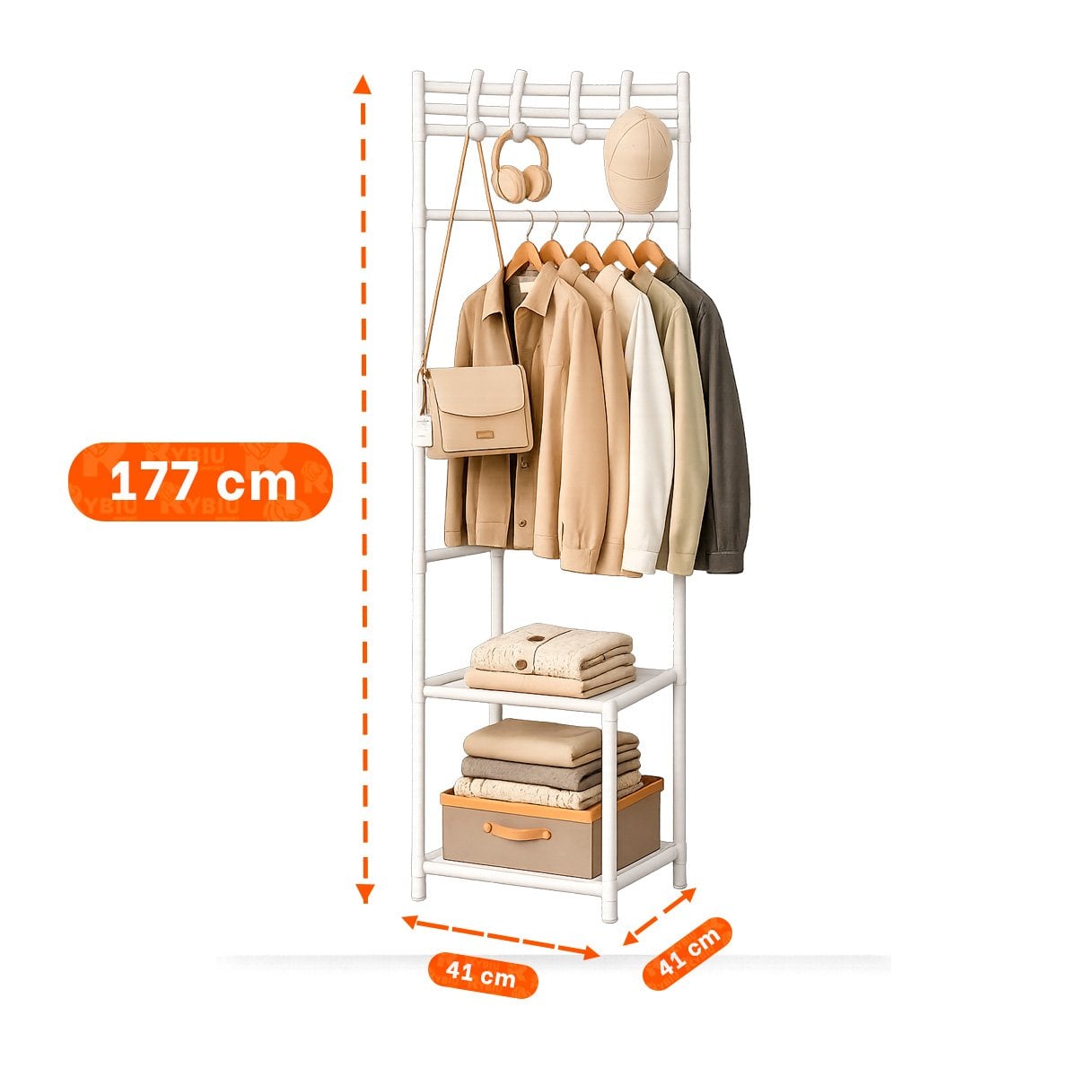 PACK4 ESTANTE ESQUINERO BLANCO DE 2 NIVELES PARA ZAPATOS CON PERCHERA 177X41CM YREGALO STICKER - 2