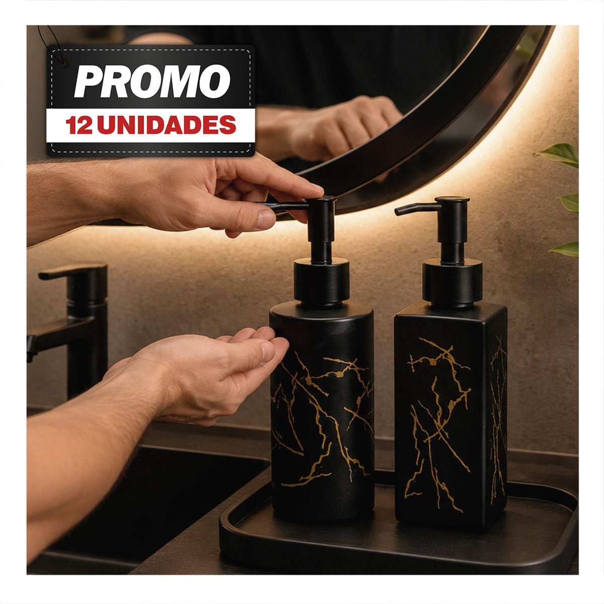 PACK12 SET 2 DOSIFICADOR PARA JABON DE MANOS COLOR NEGRO YPAPEL REGALO - 1