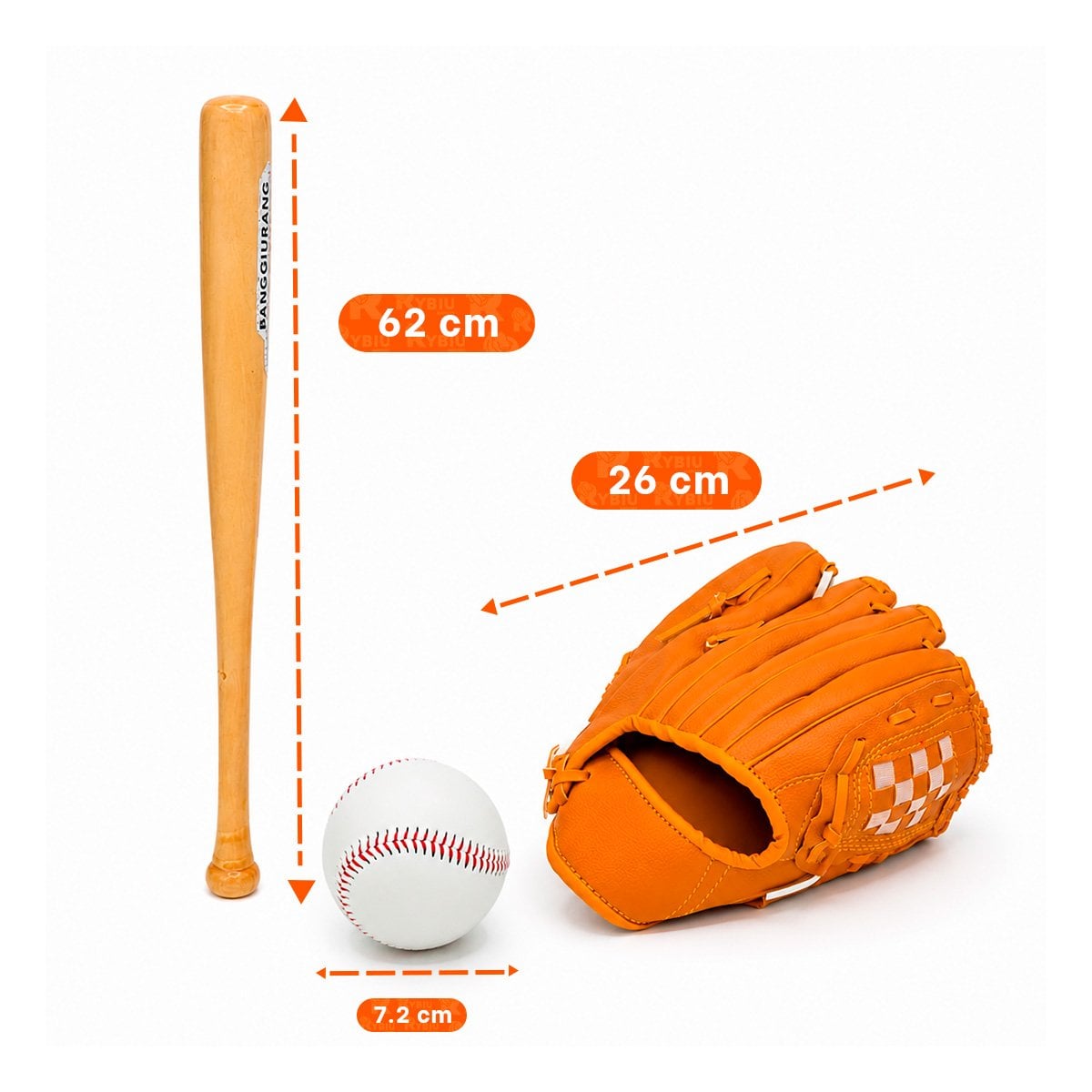 PACK6 KIT PARA JUEGO DE BEISBOL COLOR MARRON CON BATE GUANTE Y PELOTA YPAPEL REGALO - 4