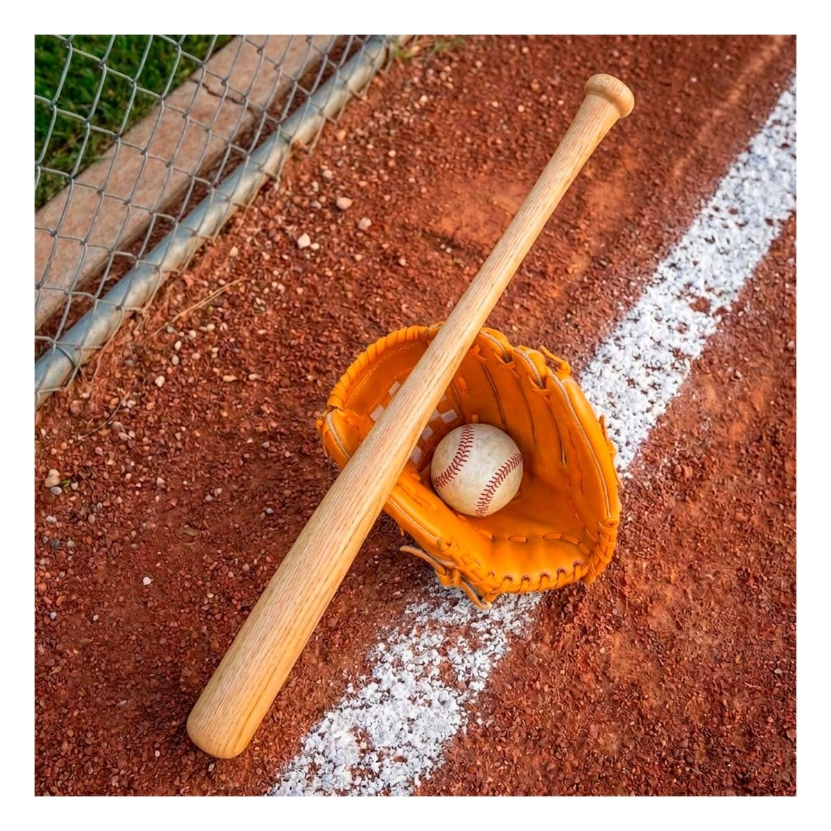 SET PARA JUEGOS DE BEISBOL MARRON CON ACCESORIOS DEPORTIVOS DE MADERA Y PAPEL REGALO - 2