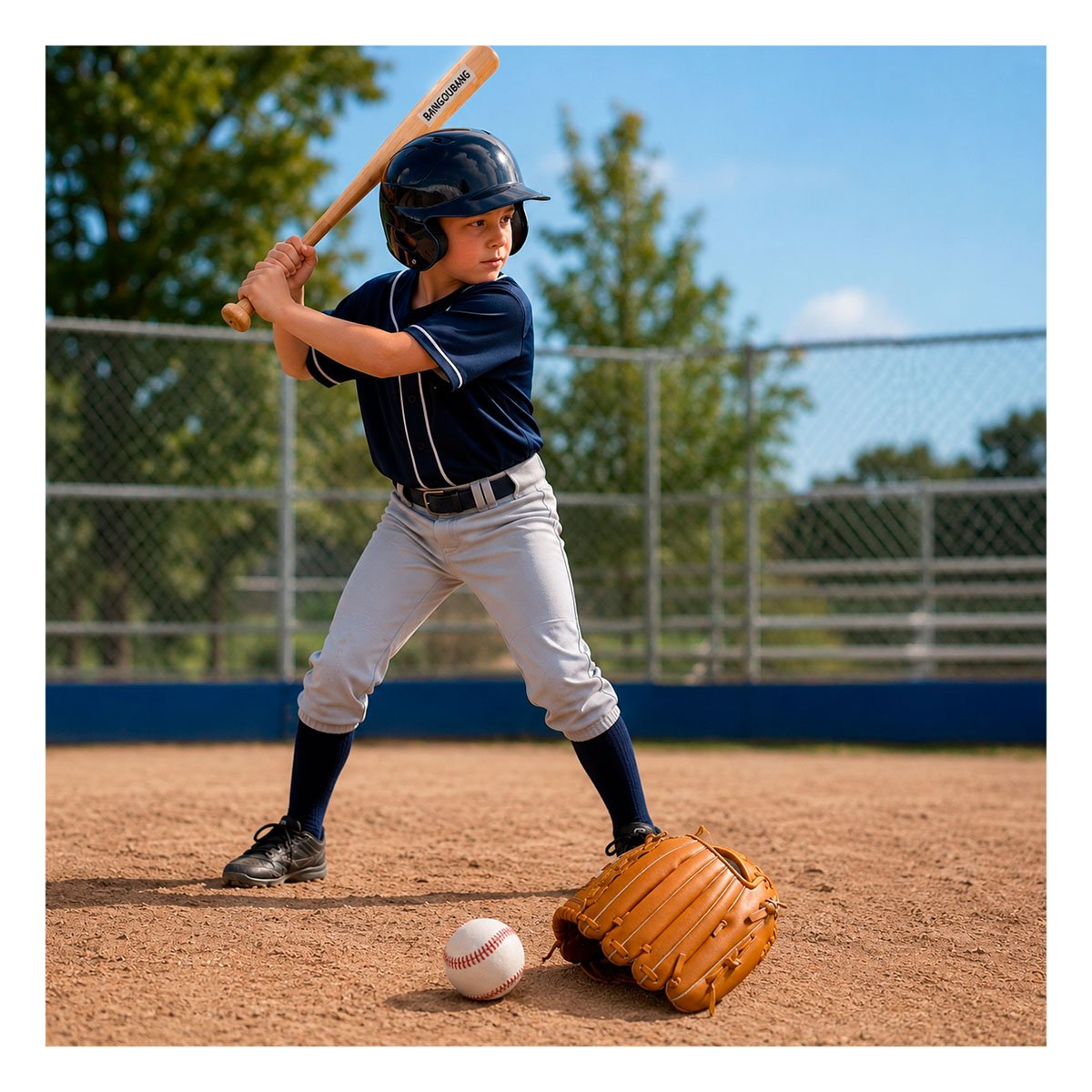 PACK2 COMBO RECREATIVO DE BEISBOL COLOR MARRON CON EQUIPO COMPLETO YREGALO STICKER - 5