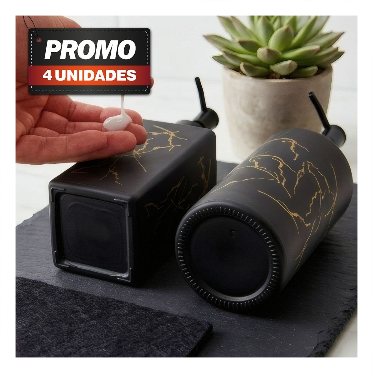 PACK4 EQUIPO 2 DOSIFICADOR PARA LOCION DE MANOS CON DIS MARMOL YPAPEL REGALO - 1