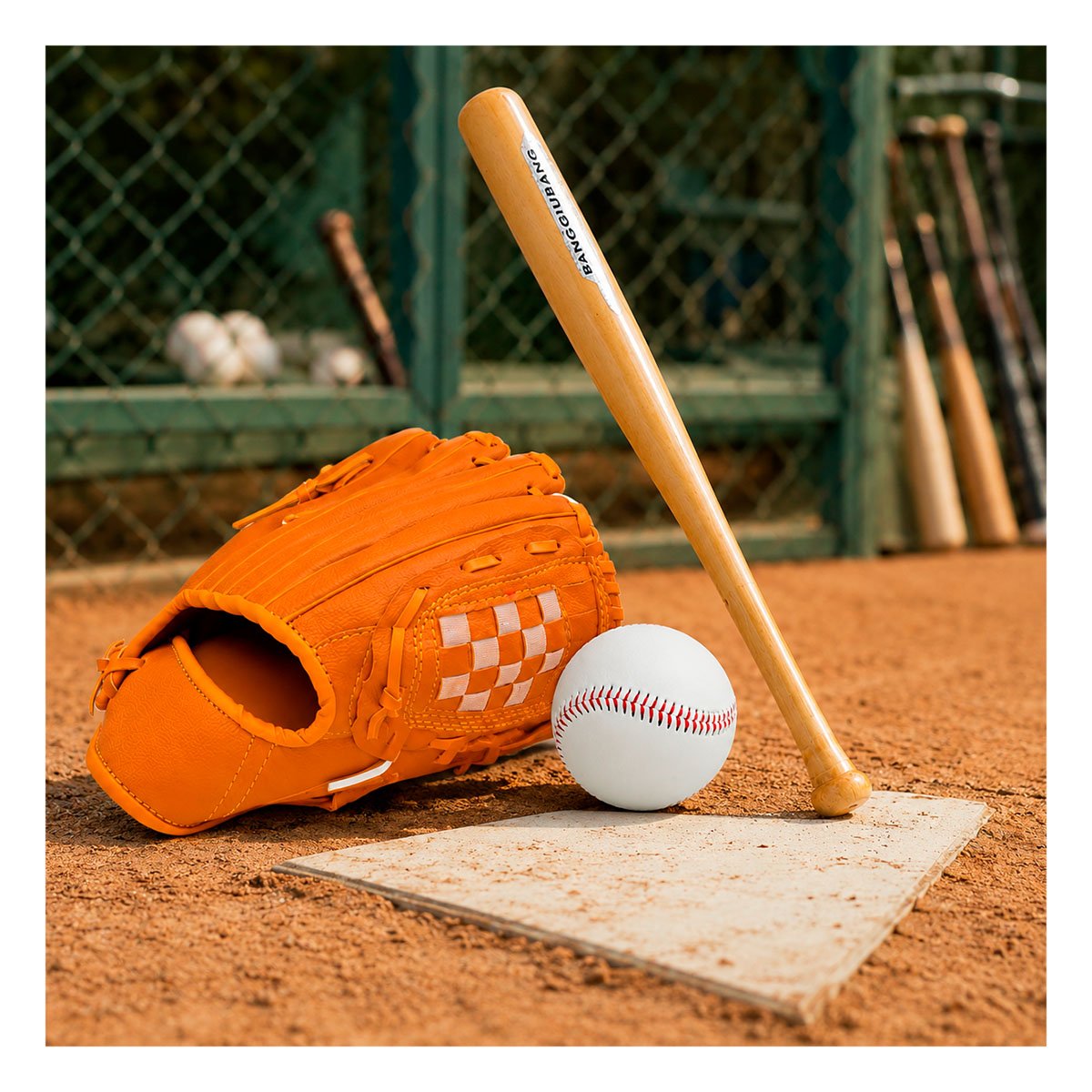 PACK6 SET DEPORTIVO MARRON CON IMPLEMENTOS DE MADERA PARA BEISBOL - 5