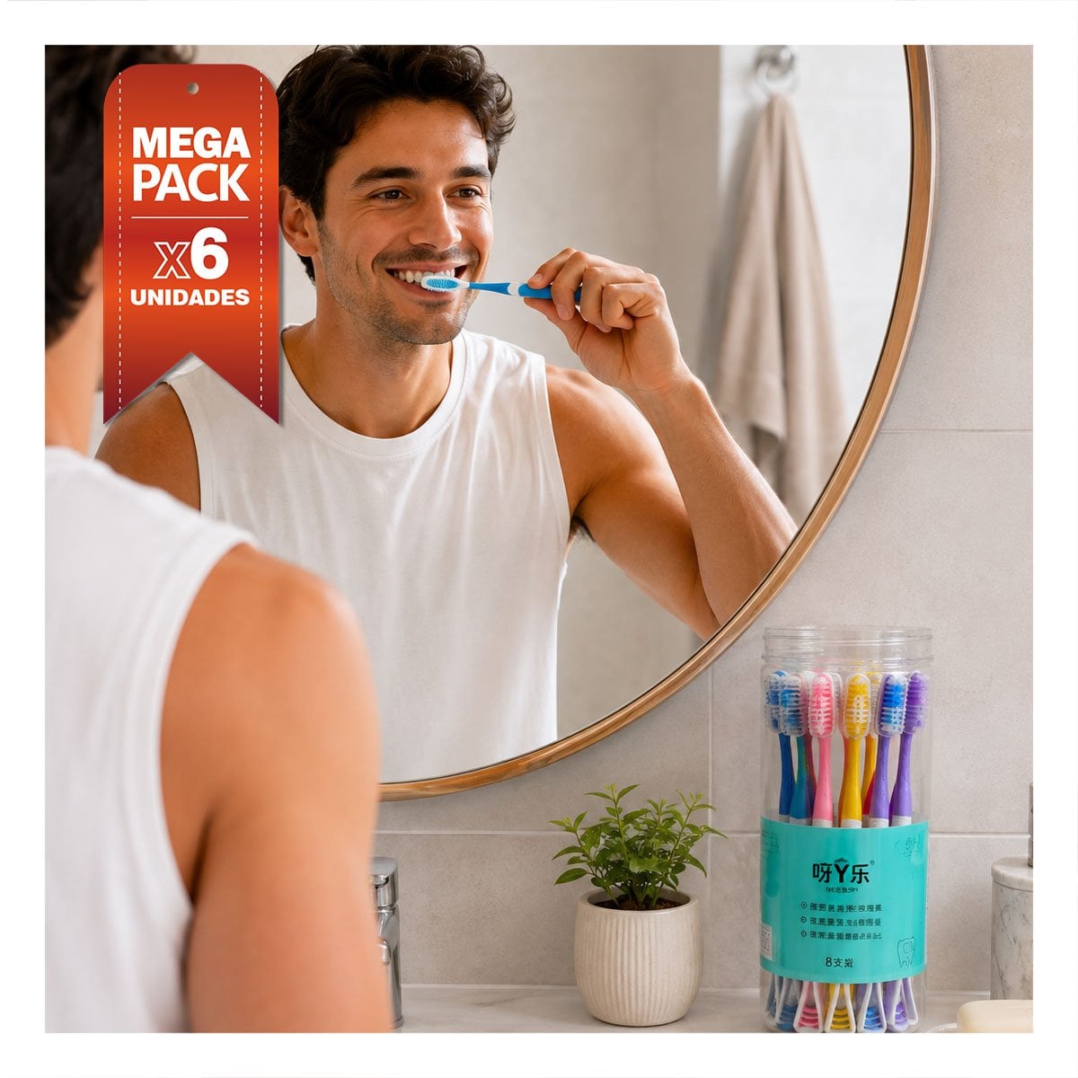 PACK6 PACK 8 CEPILLOS DE DIENTES CON LIMPIADOR LENGUA ESTUCHE MULTICOLOR YREGALO STICKER - 1
