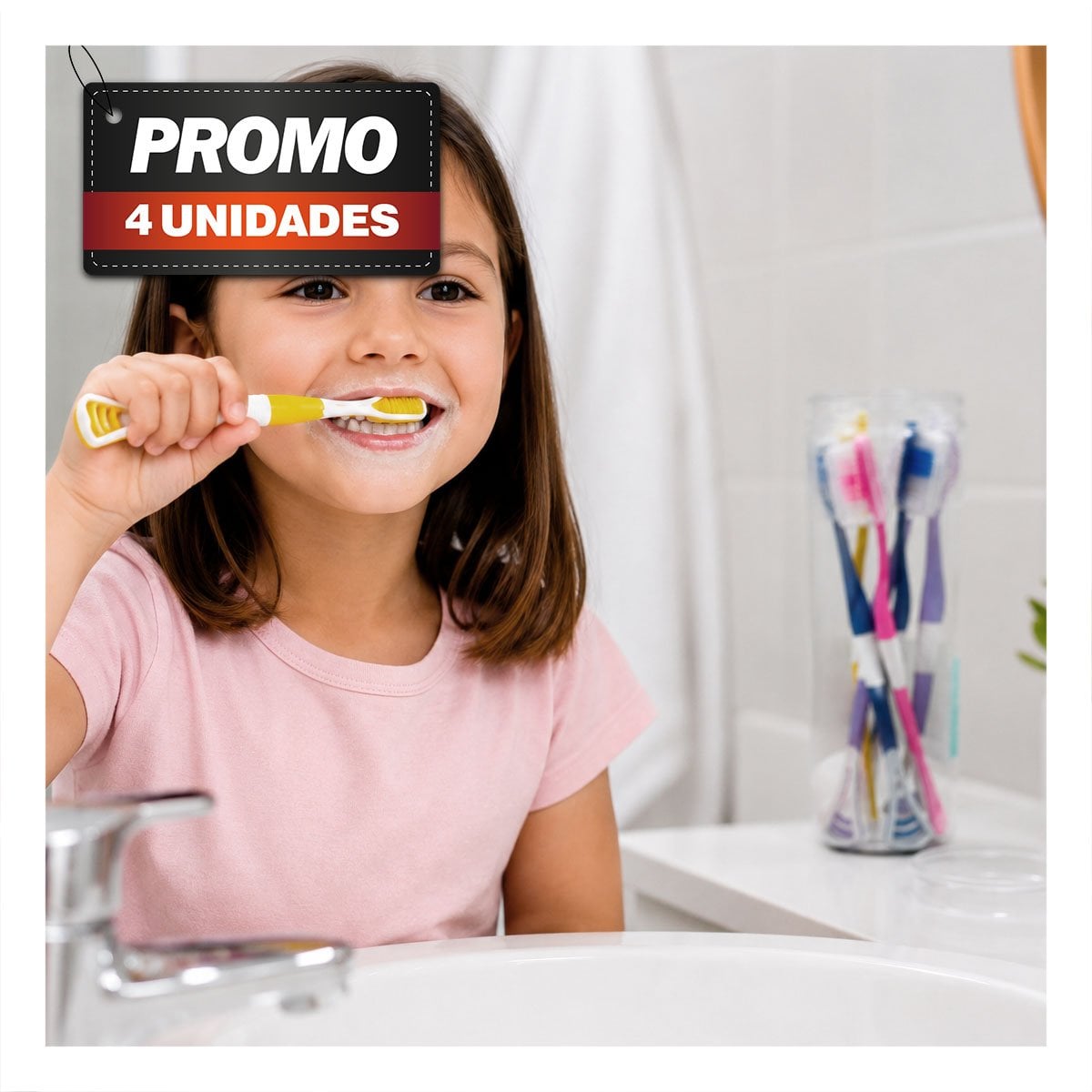 PACK4 KIT 8 CEPILLOS PARA HIGIENE BUCAL CON LIMPIADOR LENGUA MULTICOLOR YPAPEL REGALO - 1