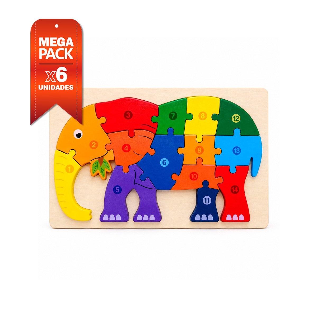 PACK6 JUEGO DE COORDINACION INFANTIL CON ELEFANTE NUMERICA 18X30CM YPAPEL REGALO - 1