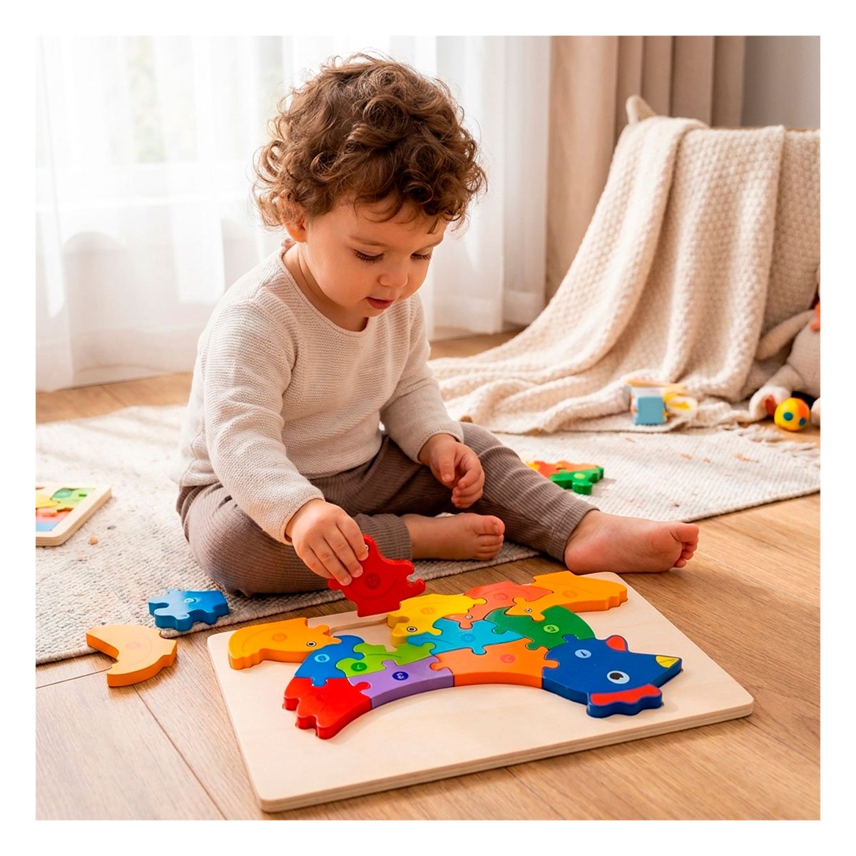ROMPECABEZAS GALLINA NUMEROS MULTICOLOR INFANTIL PARA NIÑOS 18X30CM - 1