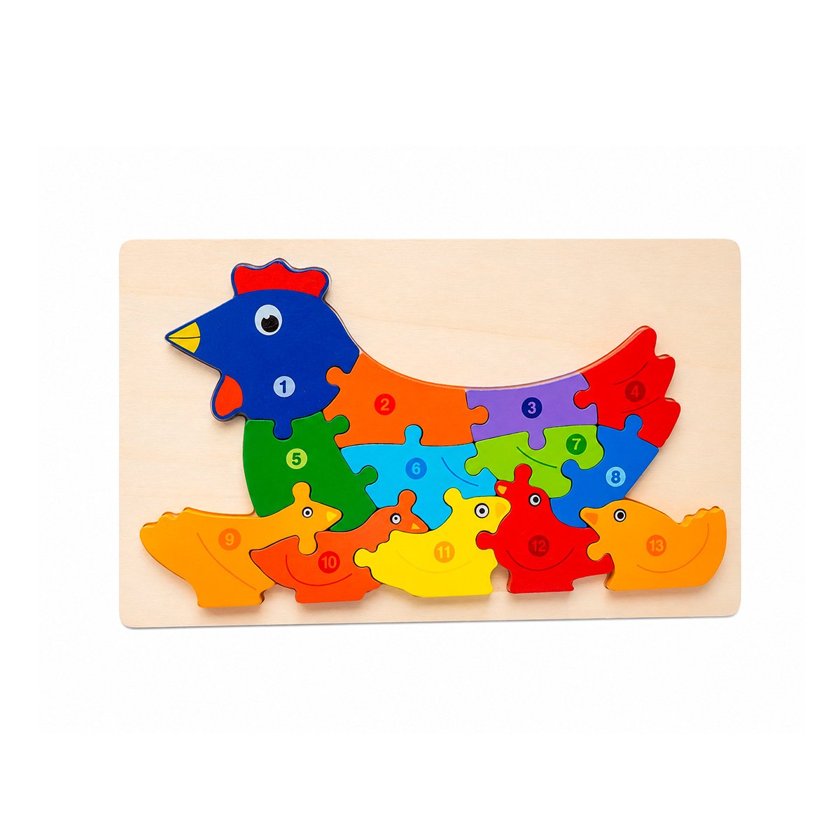 TABLERO DIDACTICO CON GALLINA NUMERICA MULTICOLOR 18X30CM Y LIGAS REGALO - 1