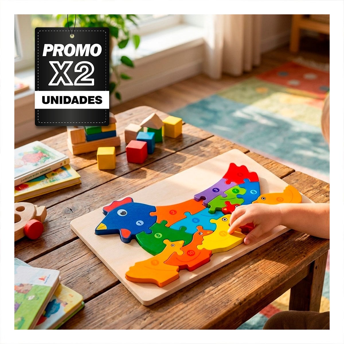 PACK2 PUZZLE DE NUMEROS CON FIGURA DE GALLINA INFANTIL MULTICOLOR 18X30CM - 1