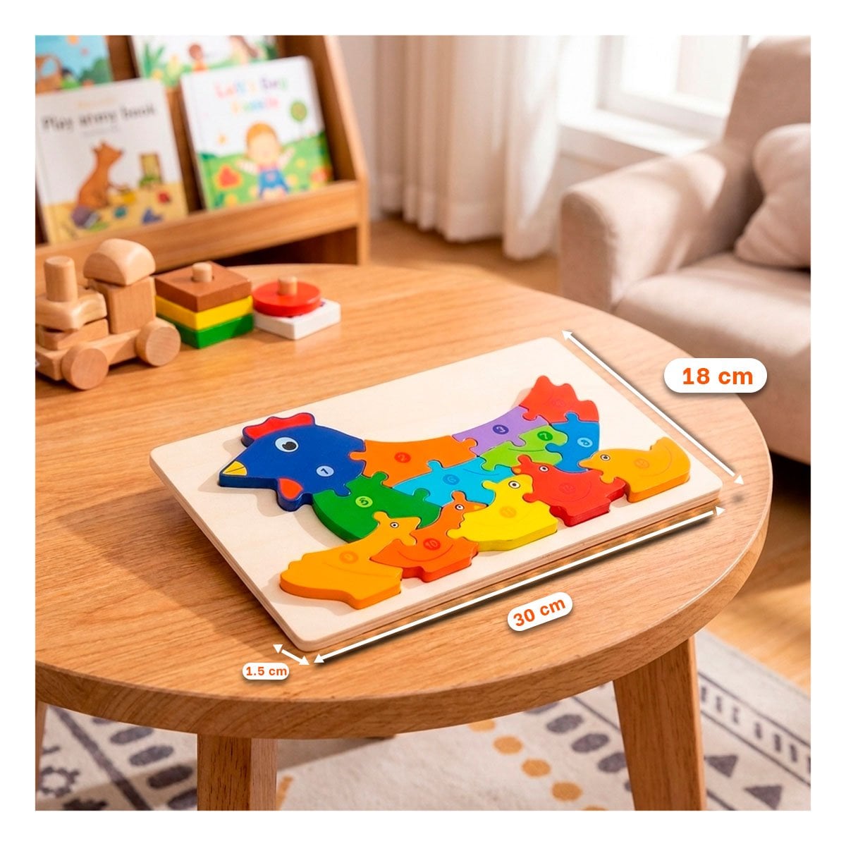 PACK2 PUZZLE DE NUMEROS CON FIGURA DE GALLINA INFANTIL MULTICOLOR 18X30CM - 2