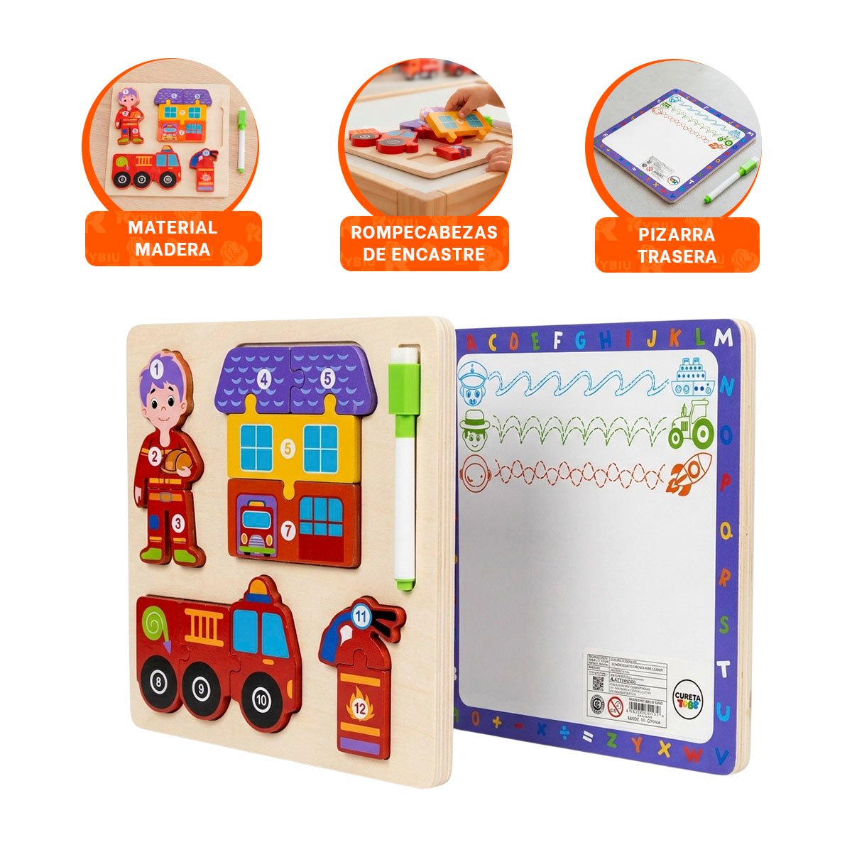 ROMPECABEZAS DIDACTICO BOMBERO Y ELEMENTOS CON NUMEROS MULTICOLOR 22,5CM Y STICKY - 4